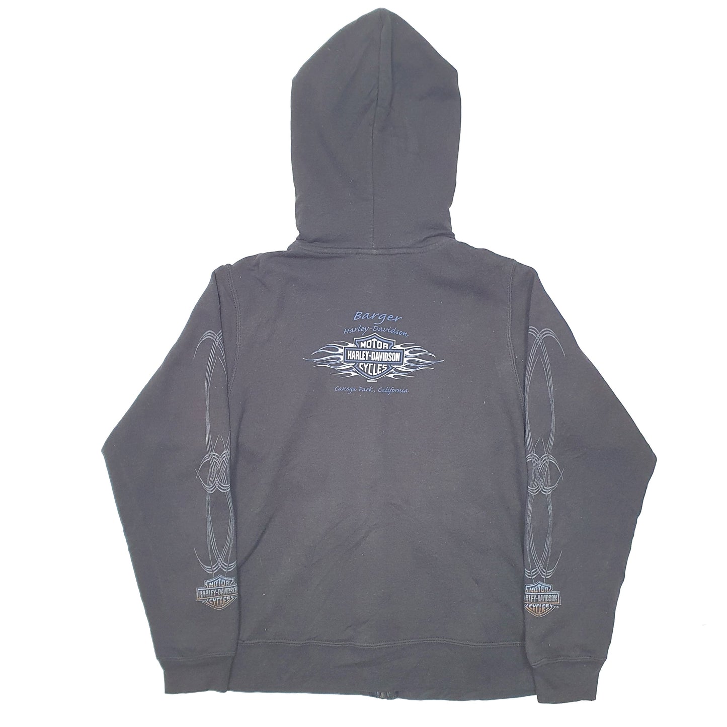 Womens Black Harley Davidson Hoodie Motorcycles Biker Full Zip Jumper