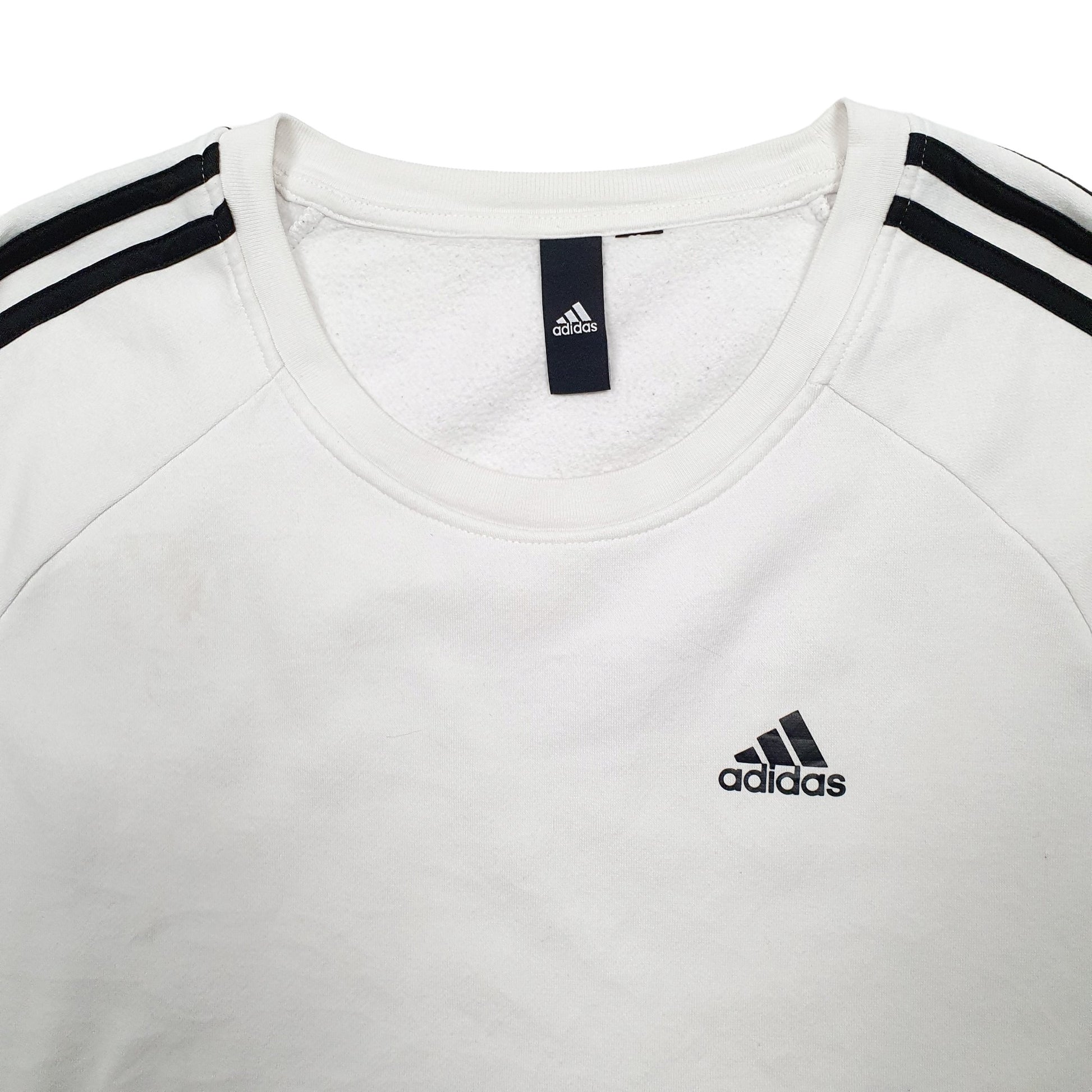 Mens White Adidas  Crewneck Jumper