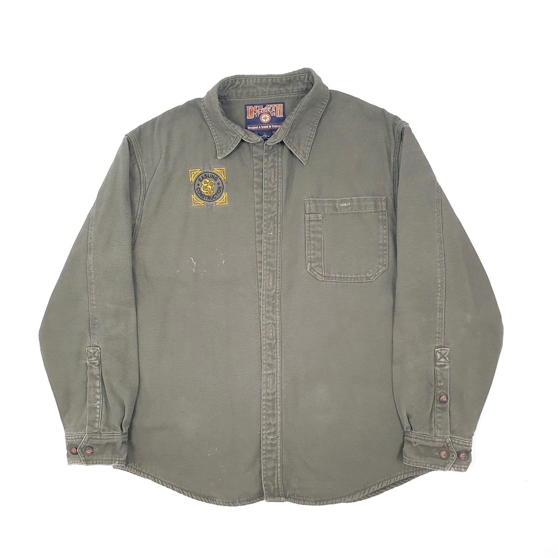 Mens Green Duluth Trading Co Button Up Workwear Jacket Coat