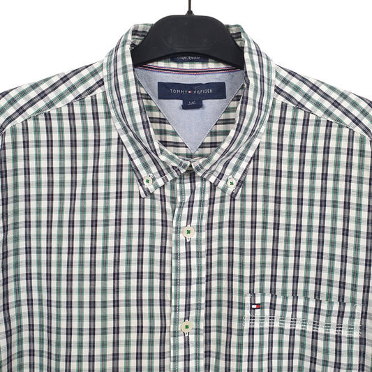 Tommy Hilfiger Short Sleeve Custom Fit Check Shirt Green