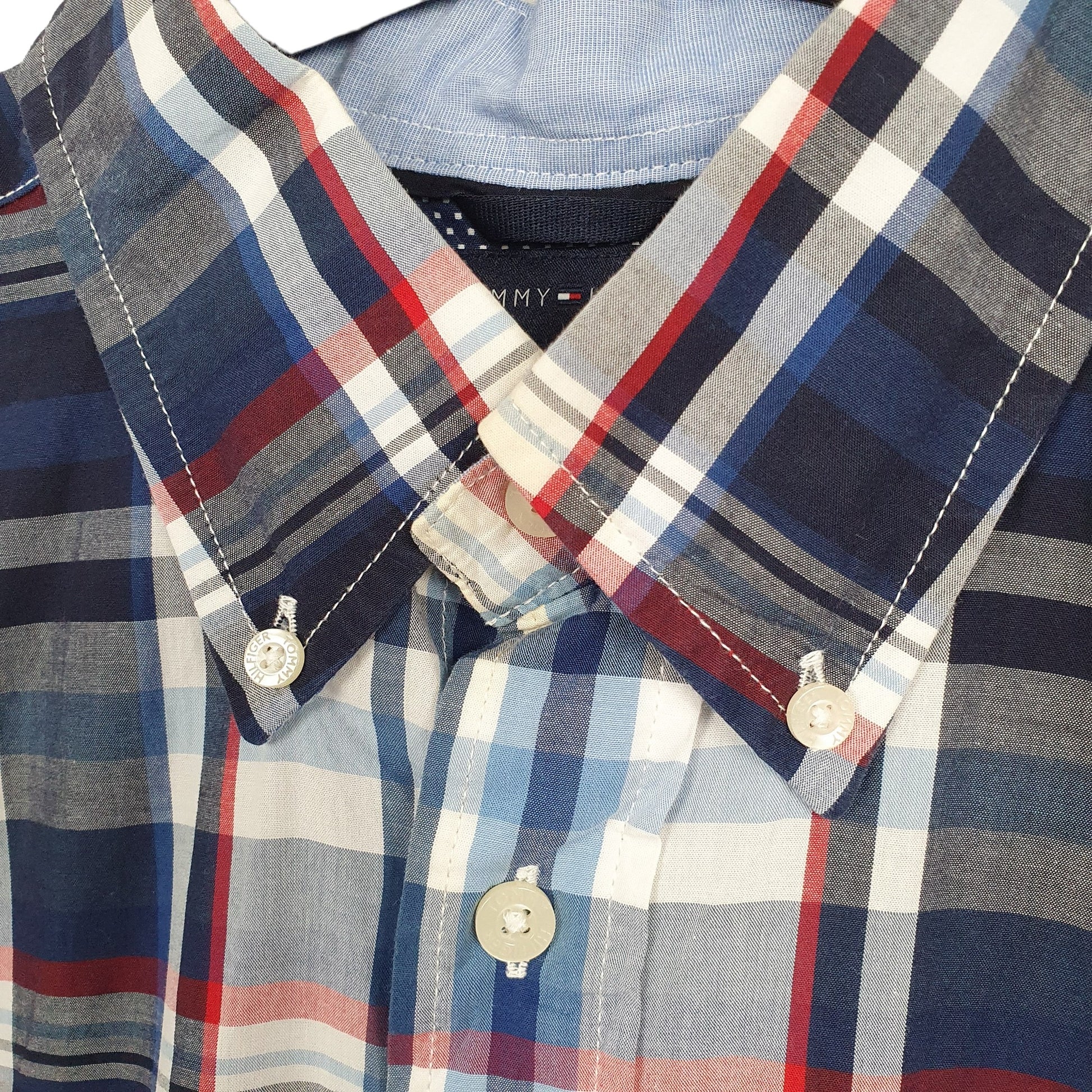 Tommy Hilfiger Short Sleeve Regular Fit Check Shirt Blue