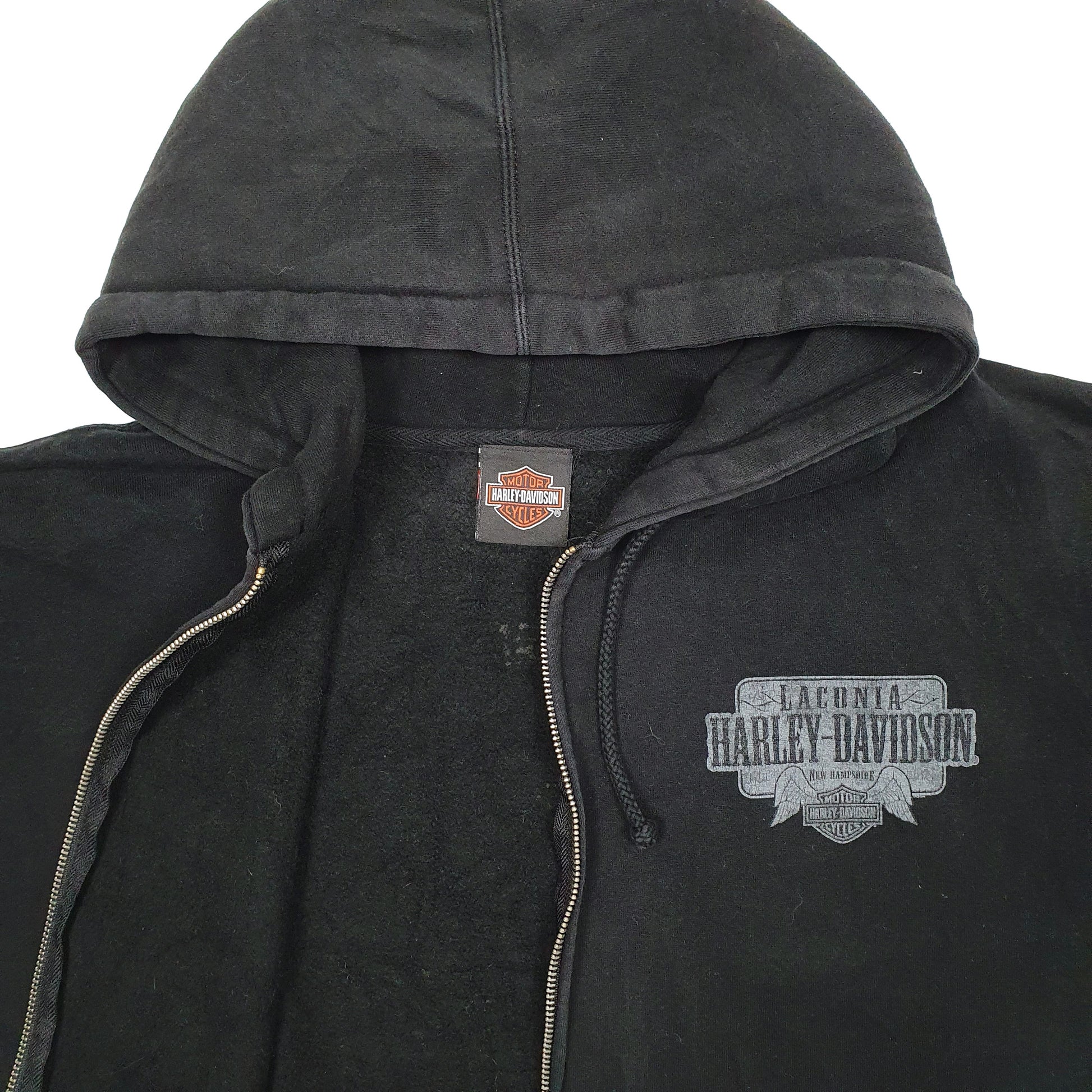 Mens Black Harley Davidson Motorcycles New Hampshire Full Zip Jumper