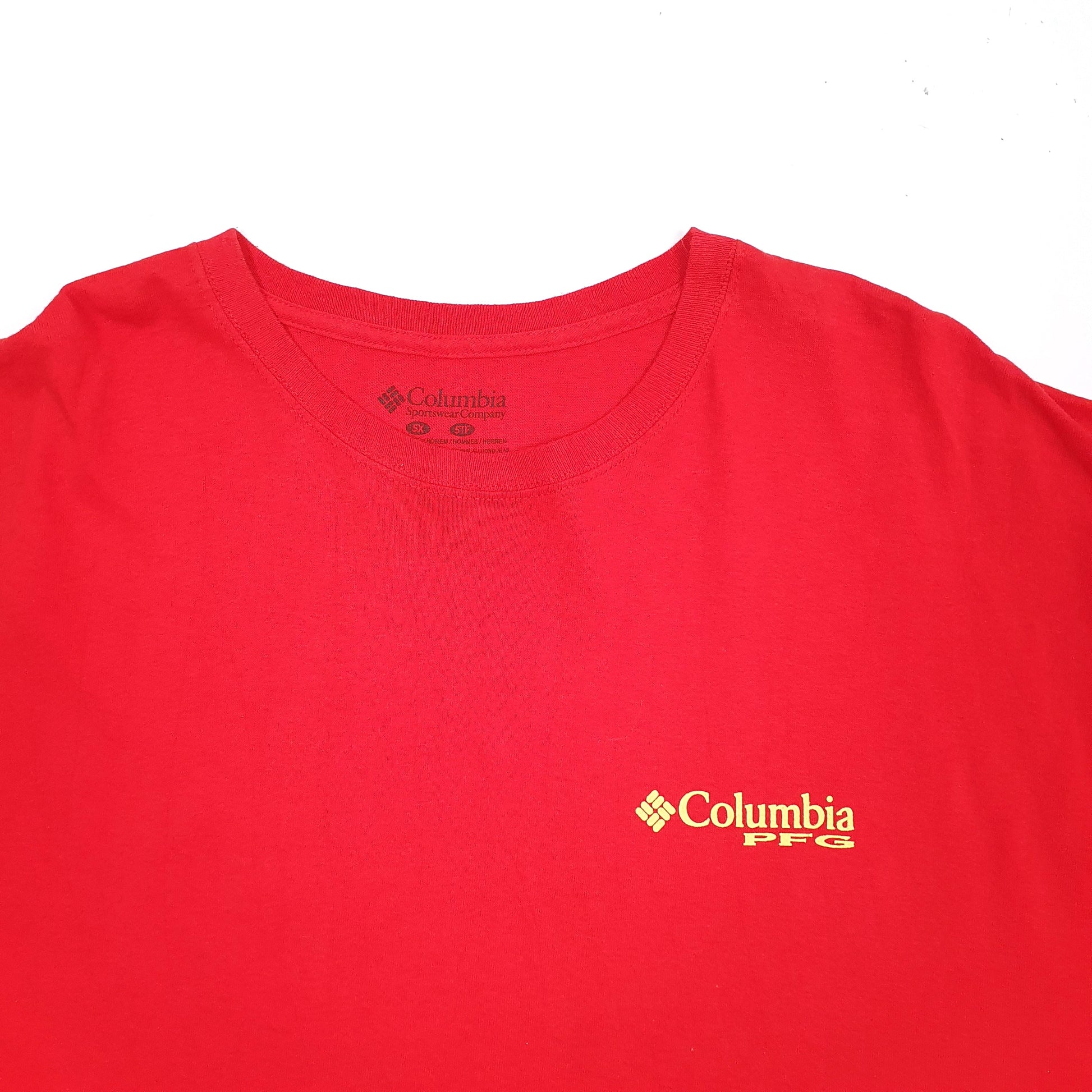 Mens Red Columbia Sportswear PFG Performance Fishing Gear Short Sleeve T Shirt