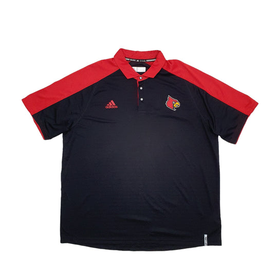 Adidas Louisville Cardinals Short Sleeve Polyester Polo Shirt Black