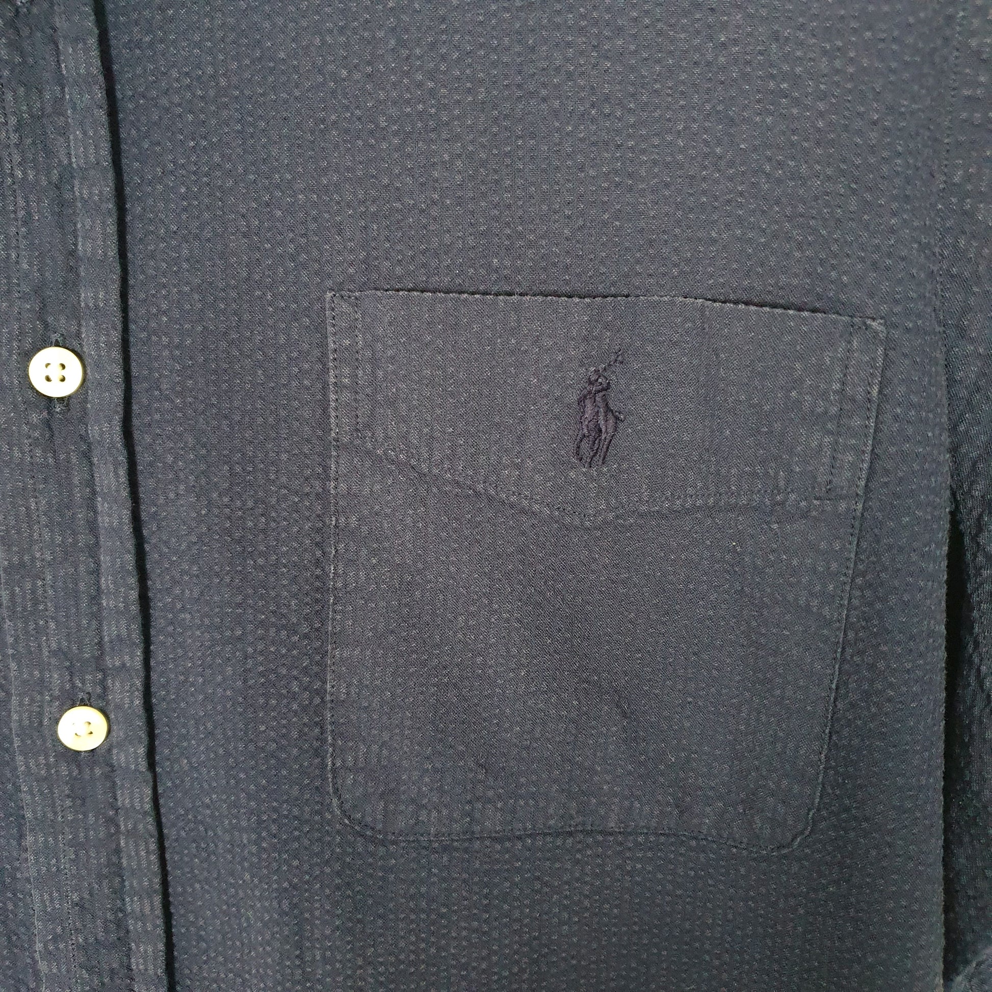 Ralph Lauren Seersucker Short Sleeve Regular Fit Shirt Navy