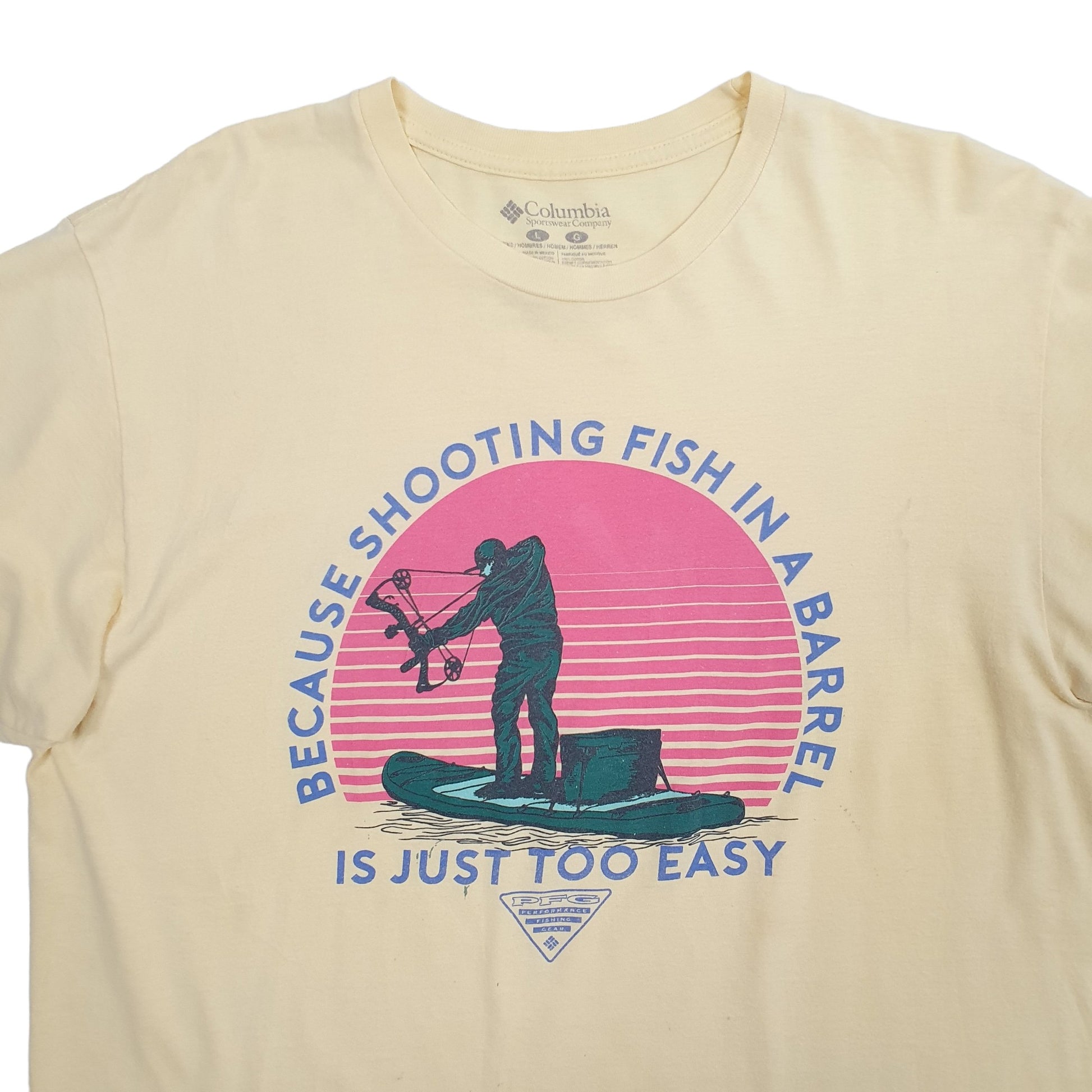 Mens Yellow Columbia Sportswear Performance Fishing Gear Short Sleeve T Shirt