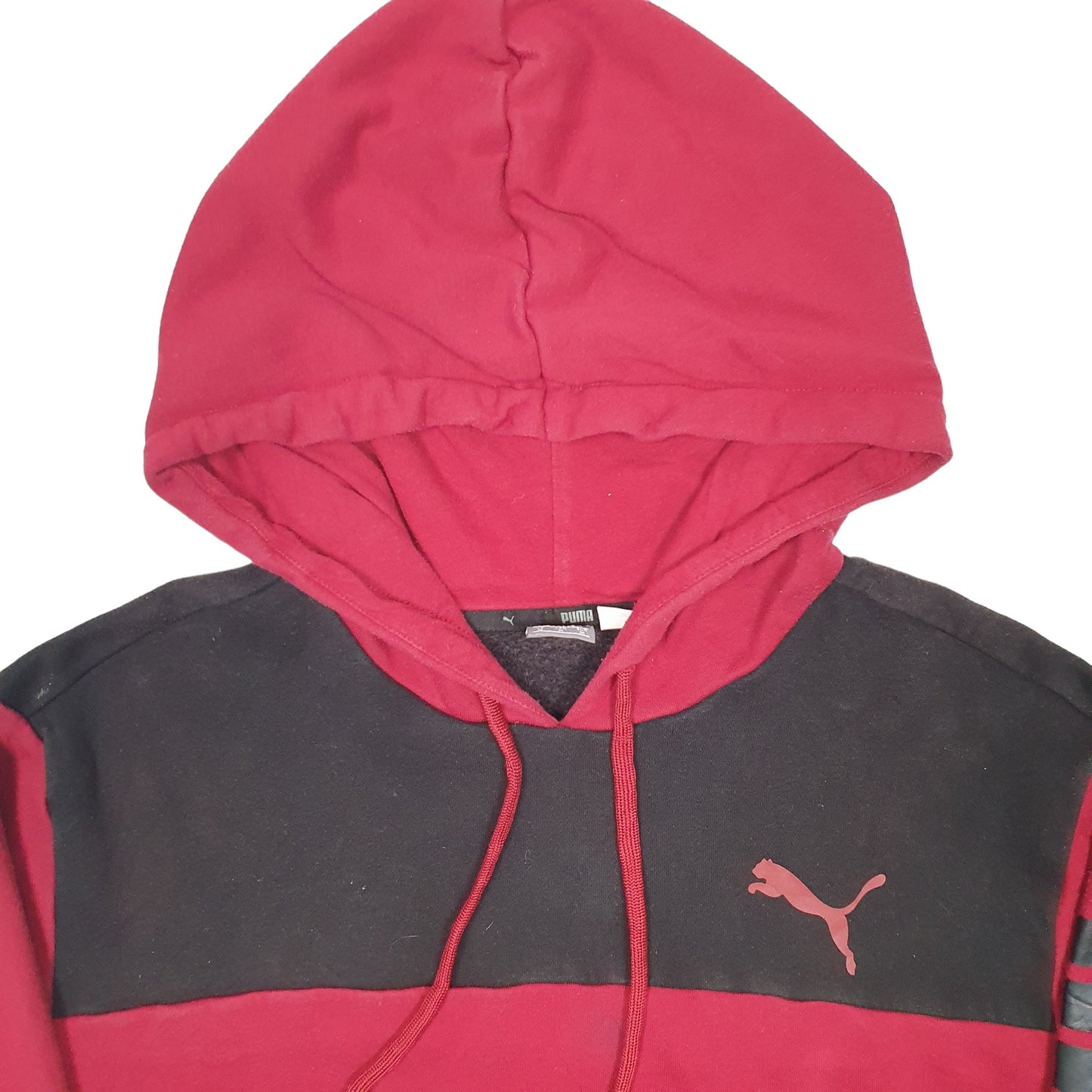 Mens Red Puma Spellout Hoodie Jumper