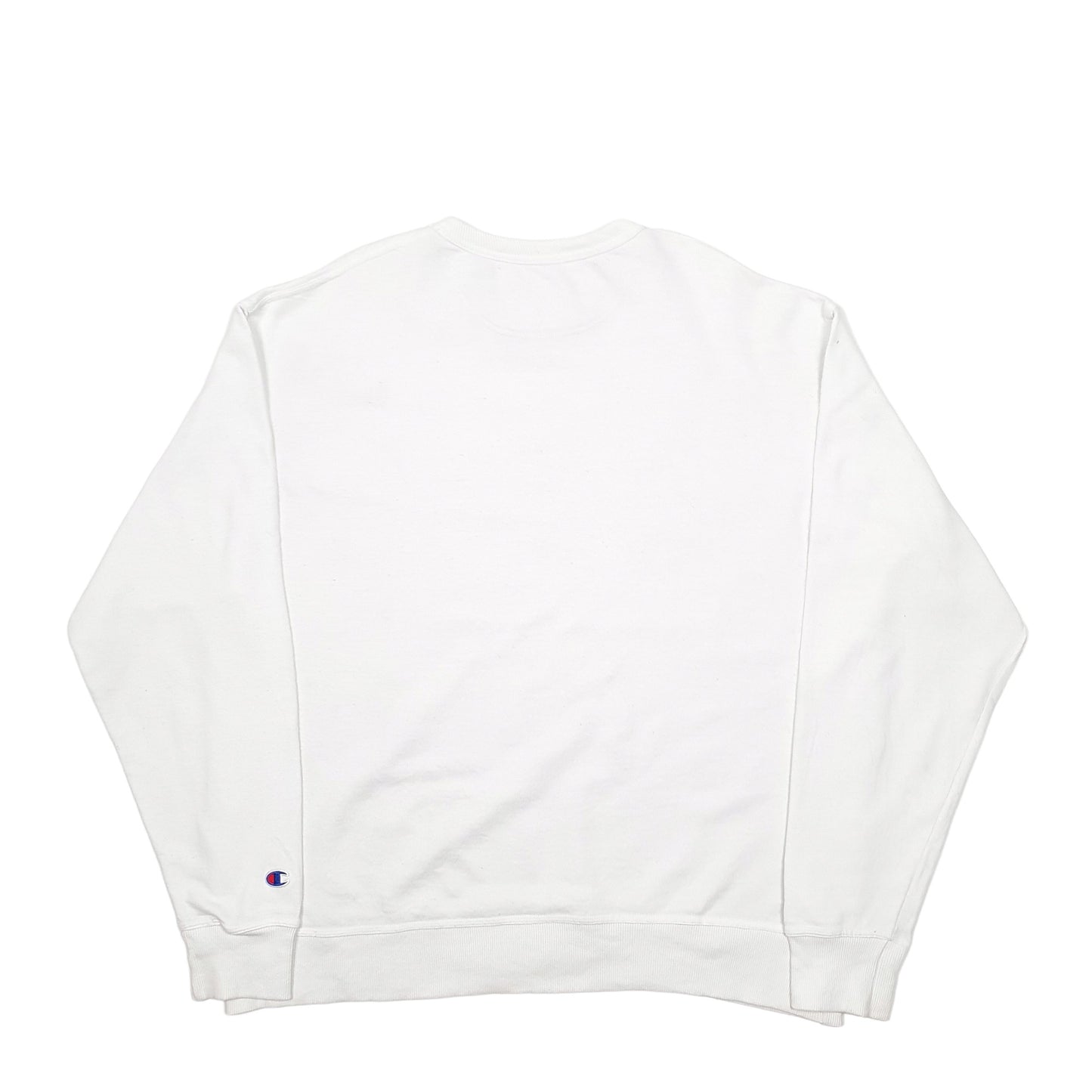 Mens White Champion Spellout Crewneck Jumper
