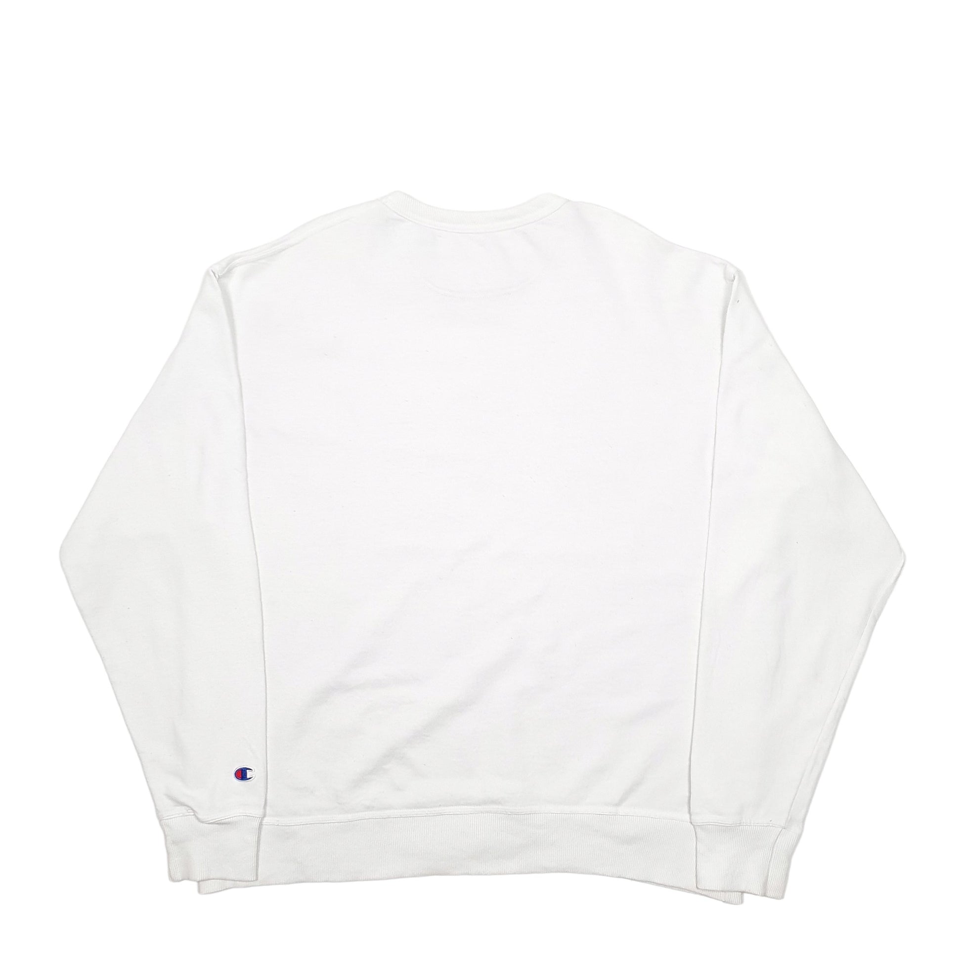 Mens White Champion Spellout Crewneck Jumper