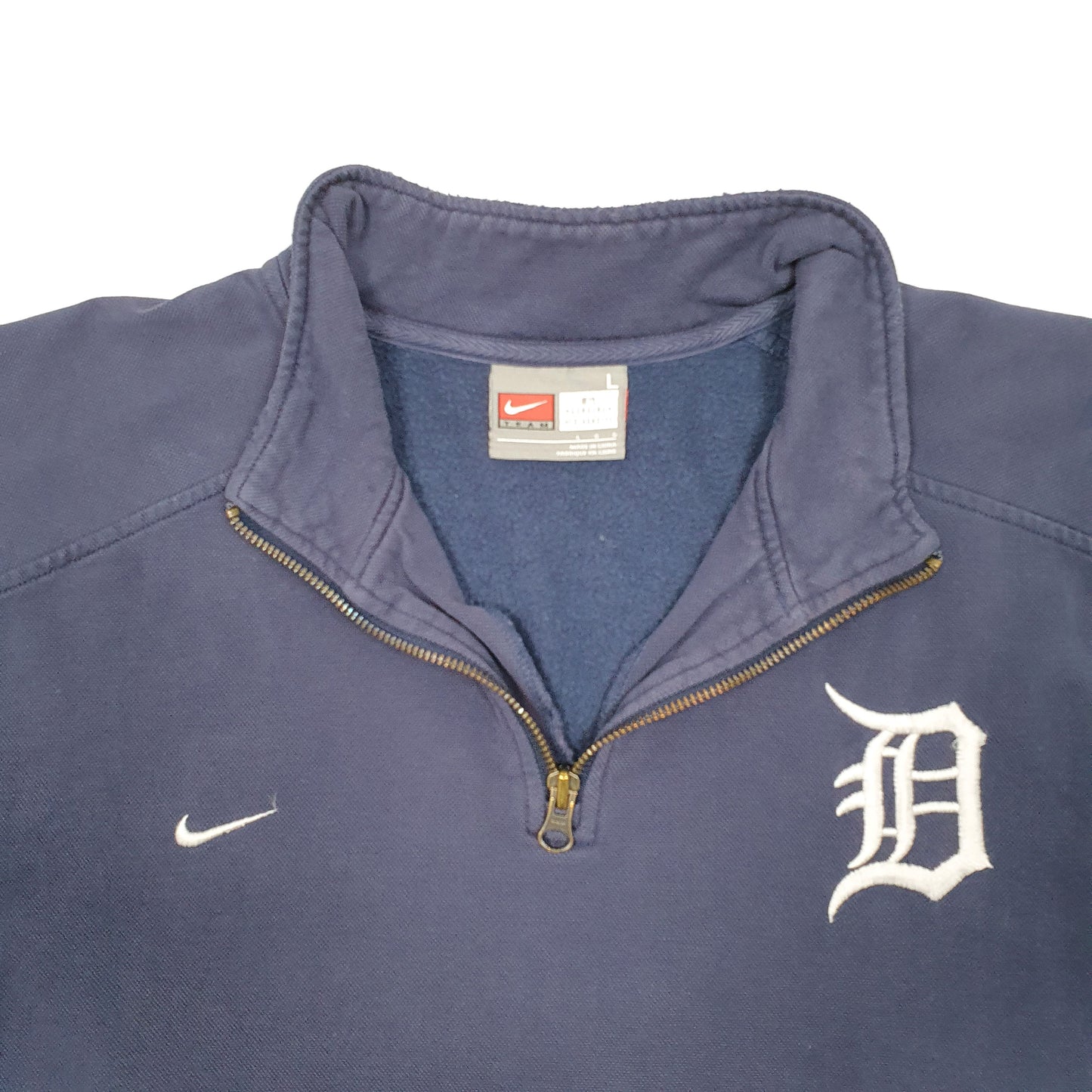 Mens Navy Nike Vintage Detroit MLB Baseball Team Quarter Zip Jumper