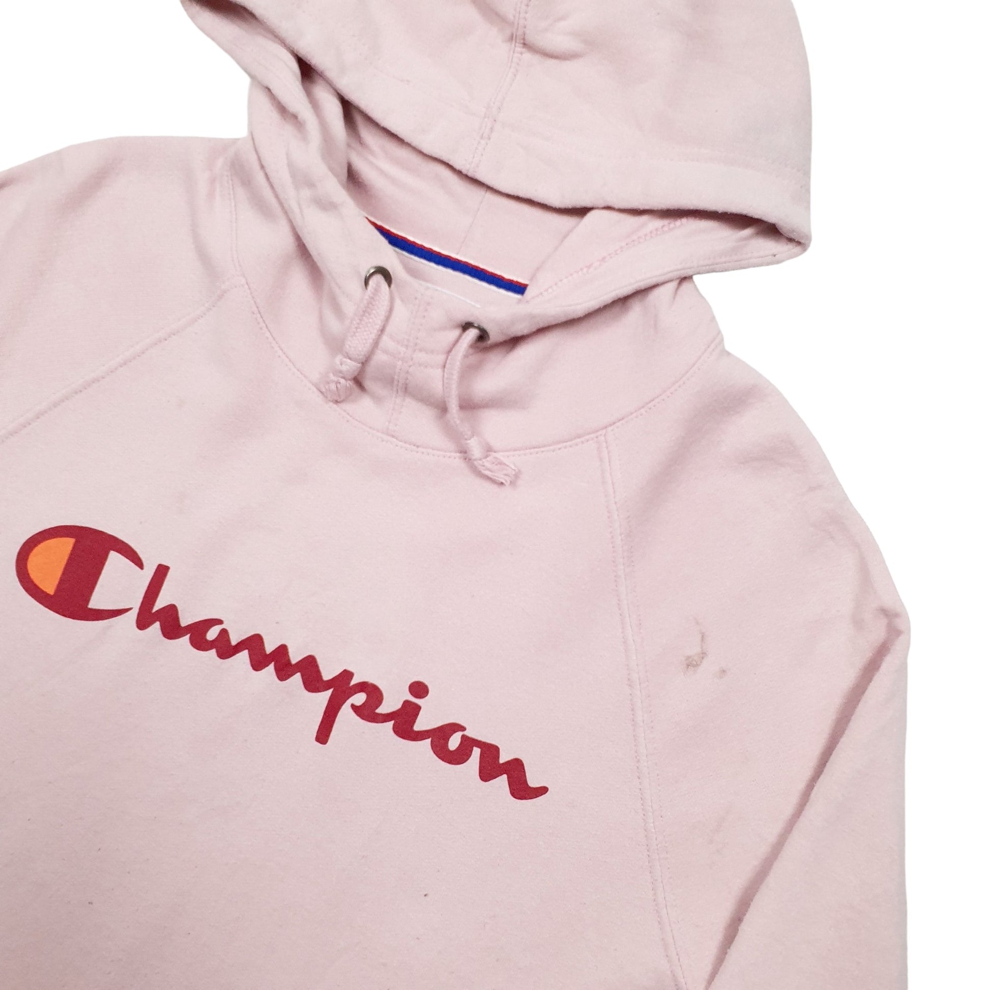 Mens Pink Champion Spellout Hoodie Jumper