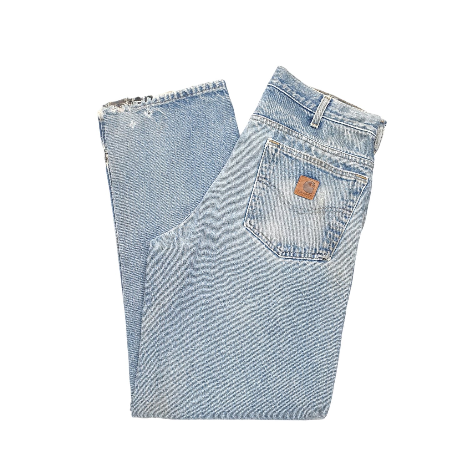 Mens Blue Carhartt Relaxed Lined Insulated Winter Thermal Casual JeansW32 L32