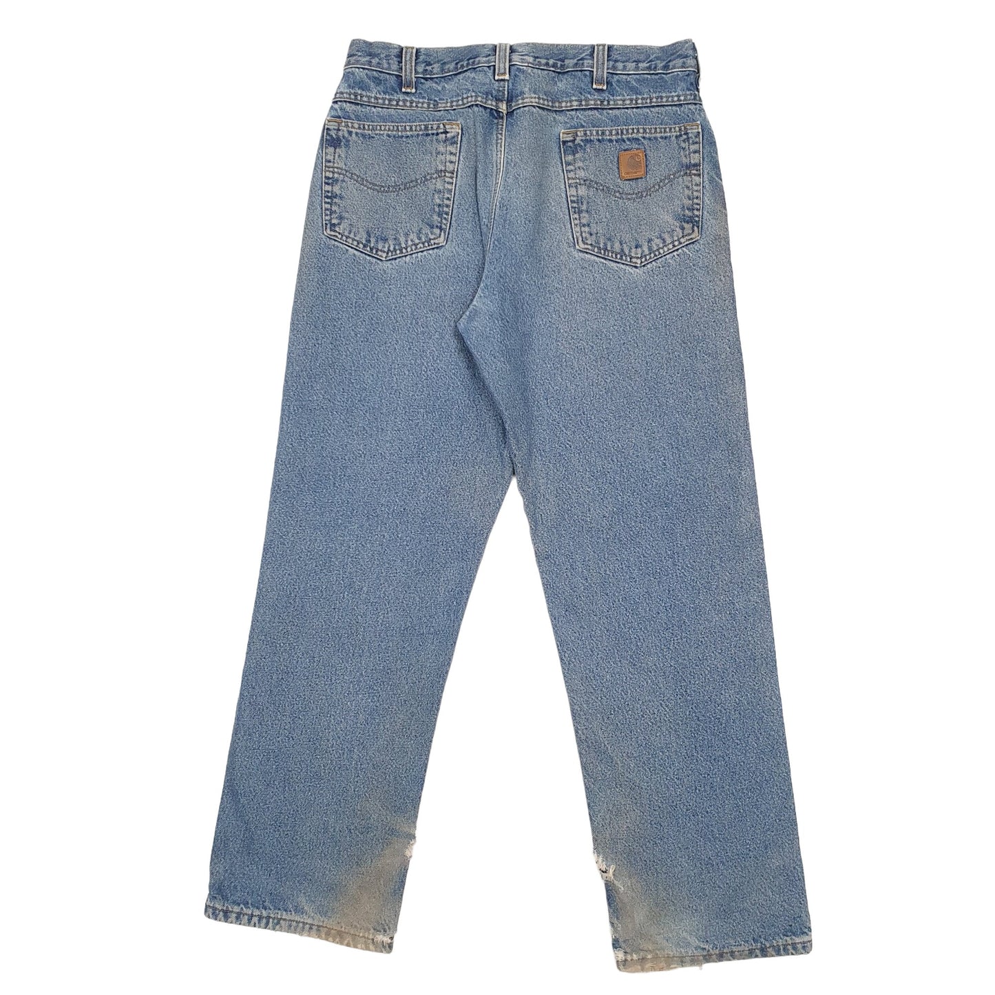 Mens Blue Carhartt Lined Winter Thermal Carpenter JeansW34 L32