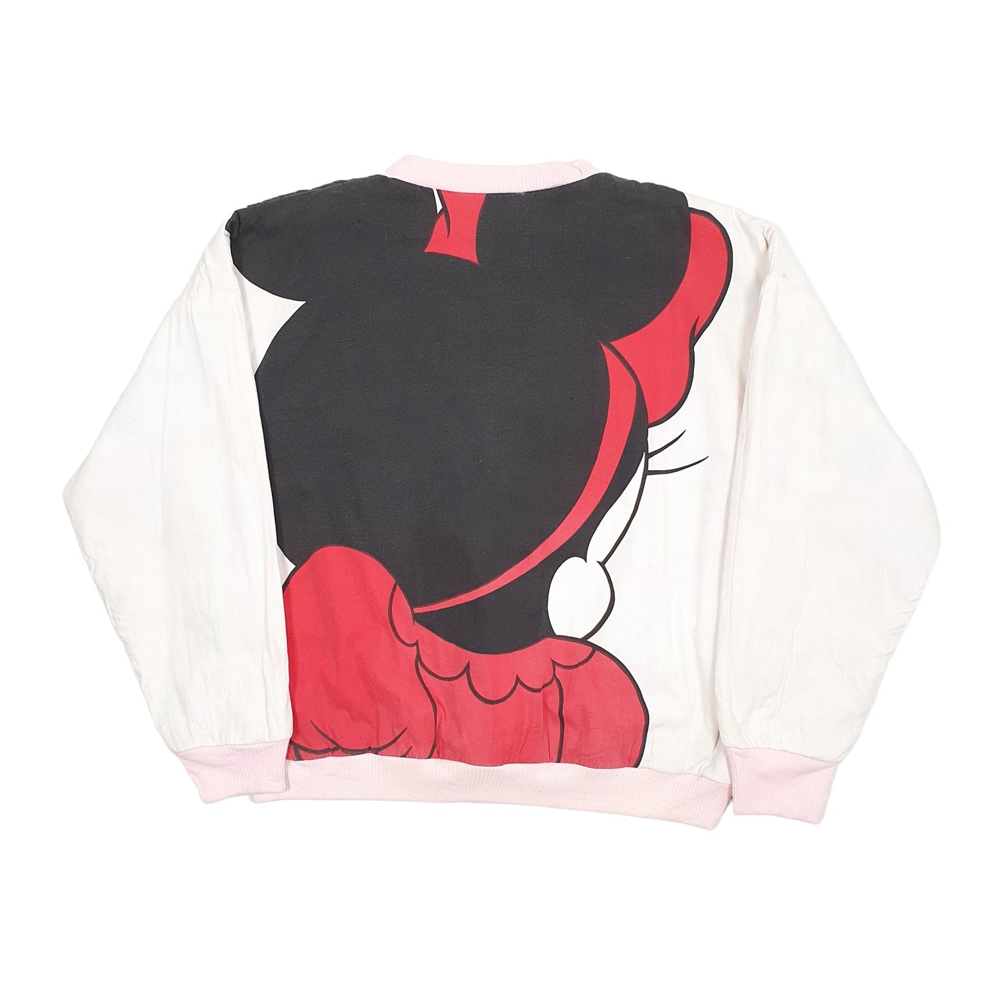 Mens White Disney Mickey & Pluto Minnie Cartoon Strip Reversible Crewneck Jumper