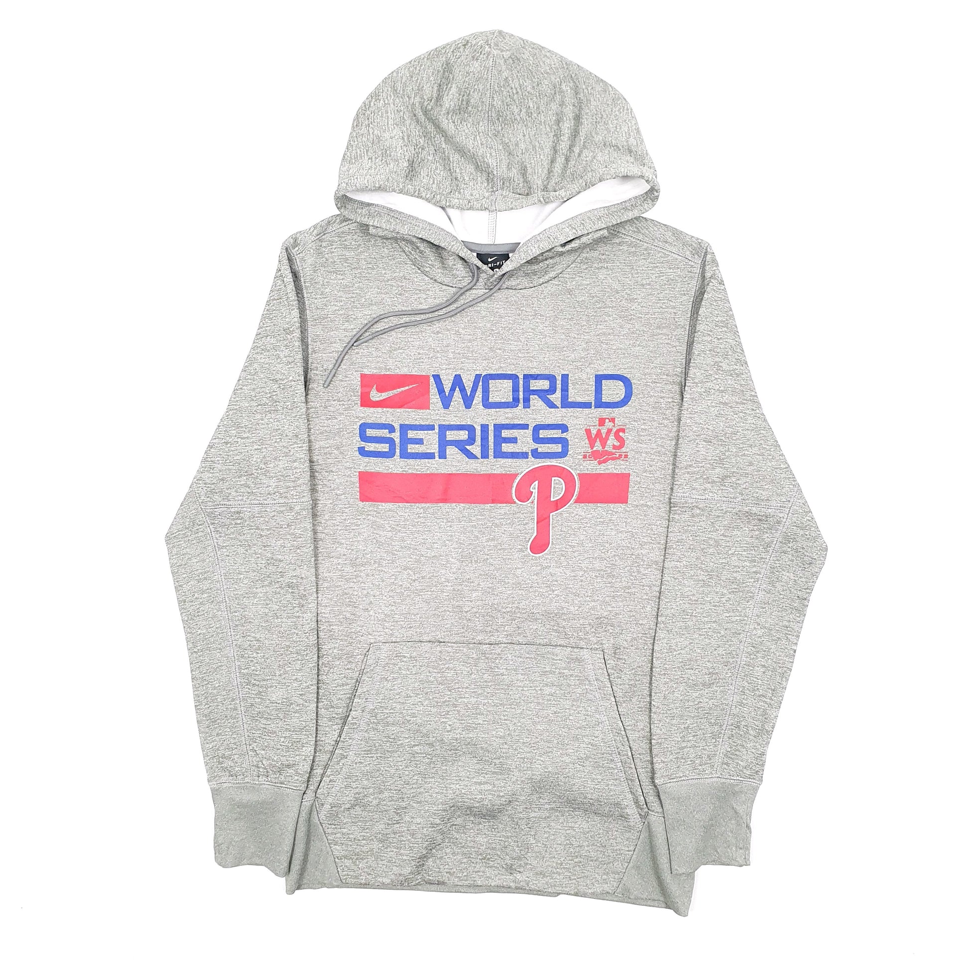 Mens Grey Nike MLB World Series Philadelphia Phillies USA Baseball Dri Fit Hoodie Jumper