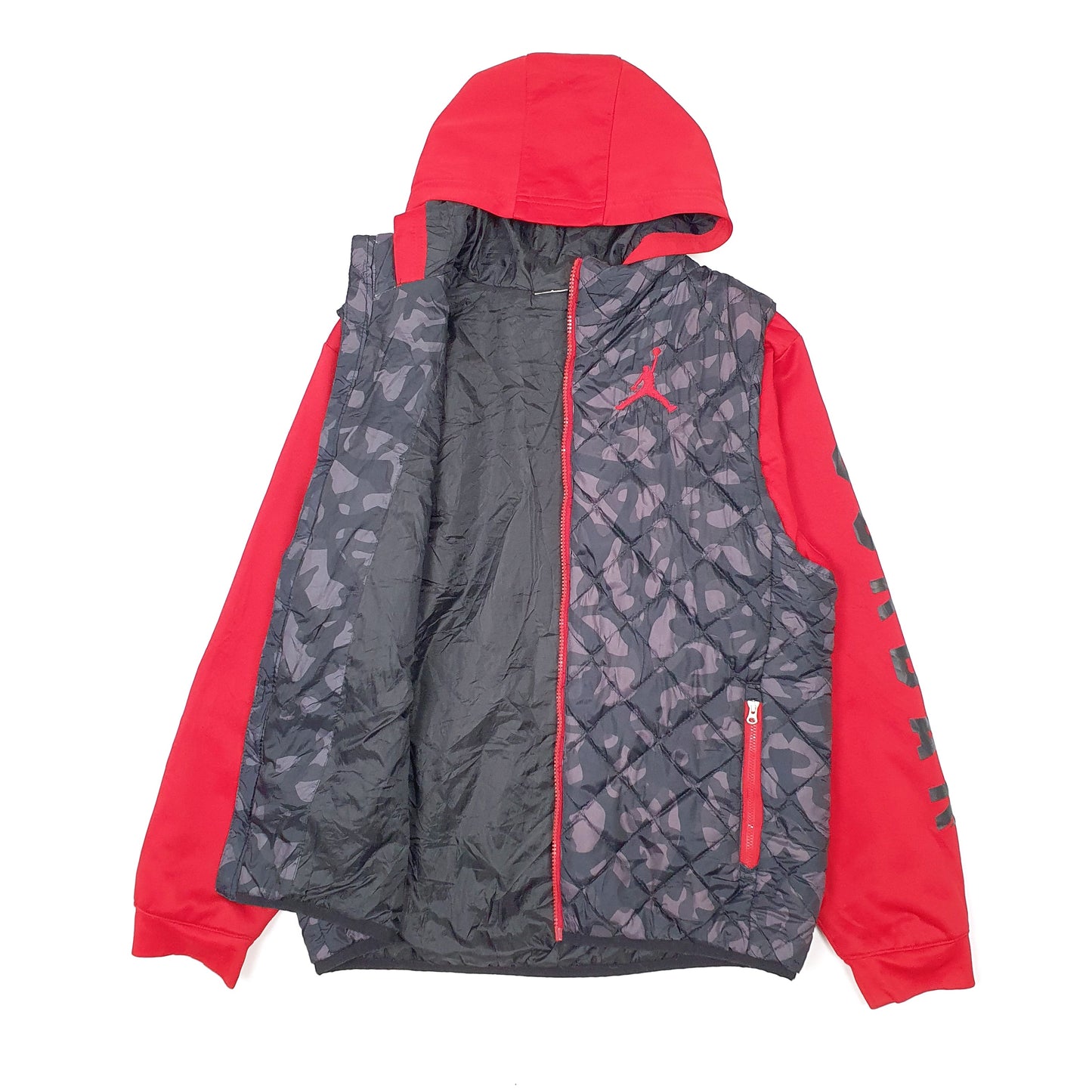 Mens Red Nike Jordan Basketball Hoodie Puffer Jacket Coat