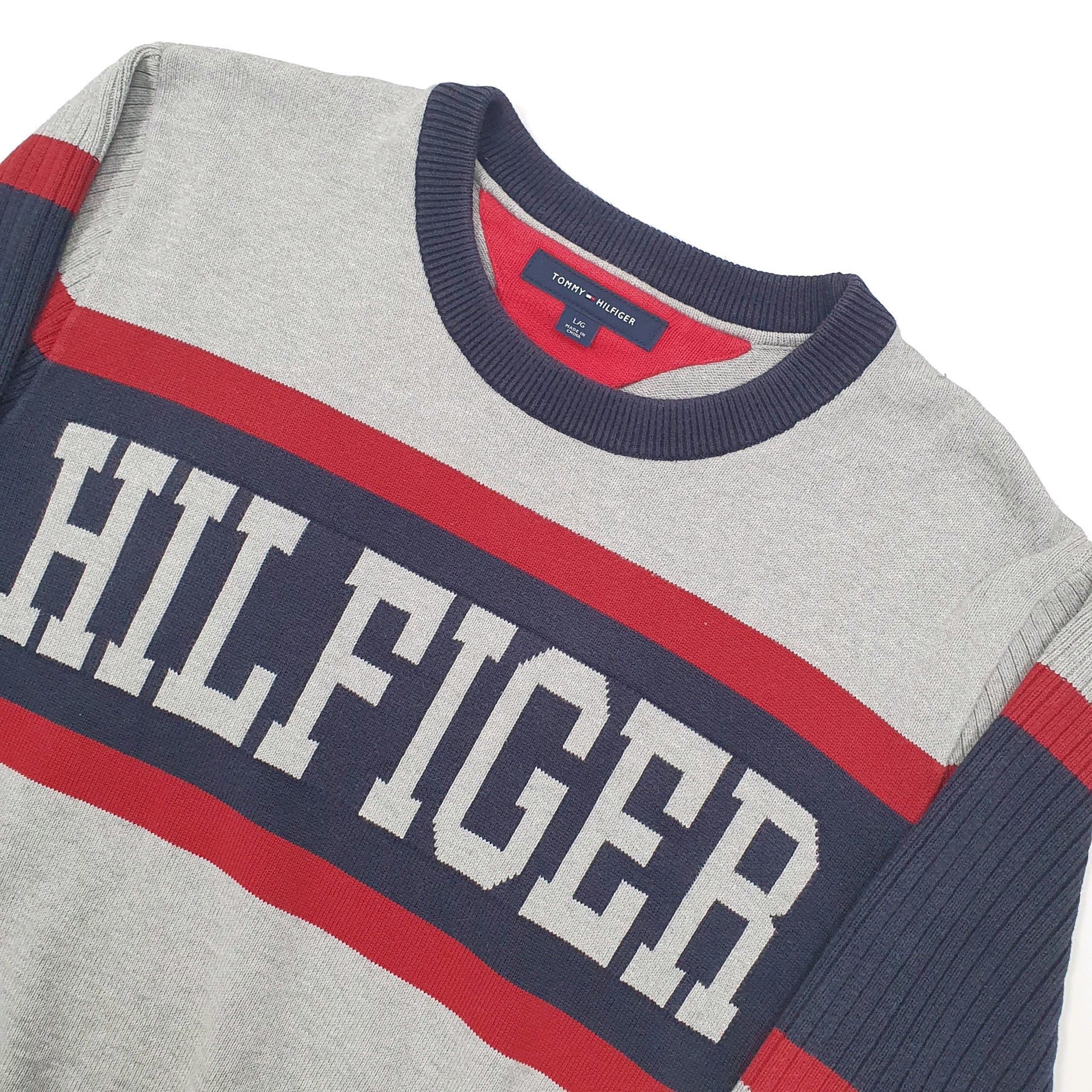 Tommy Hilfiger Spellout Knit Crewneck M Grey