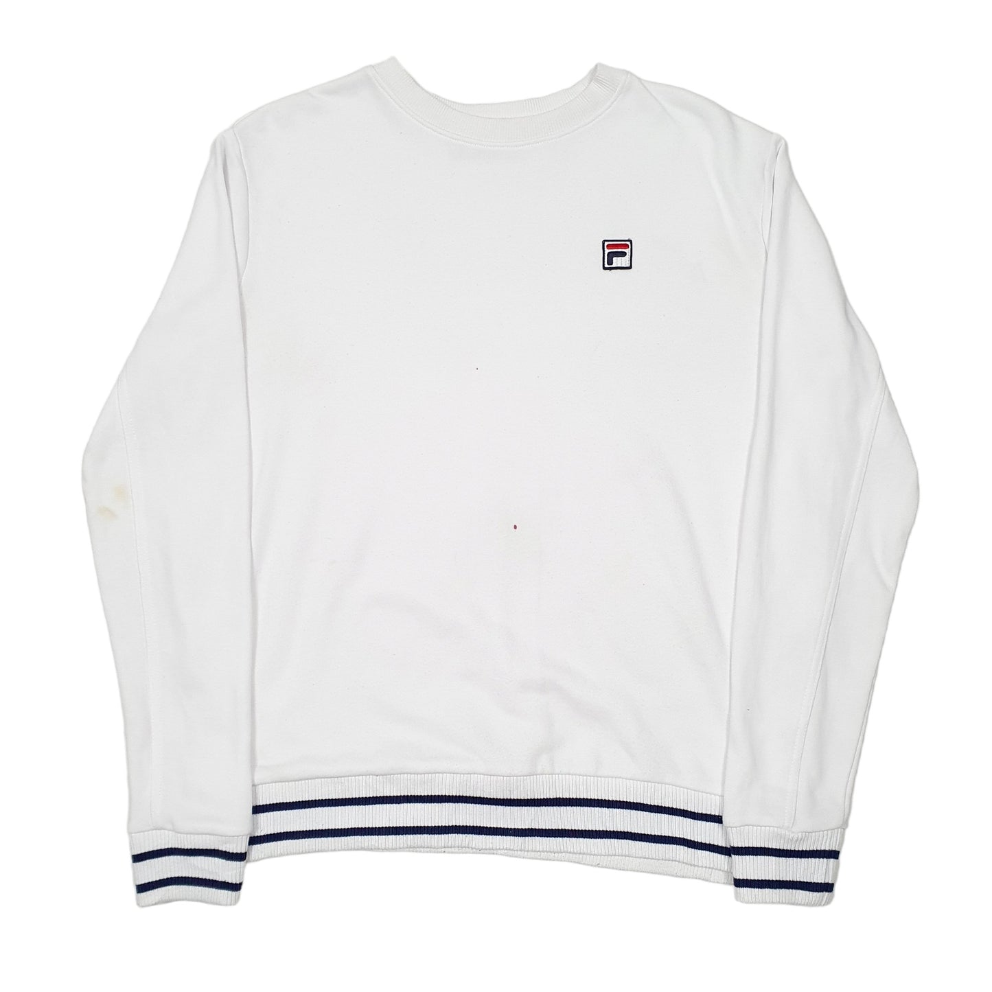 Mens White Fila Sweatshirt Crewneck Jumper