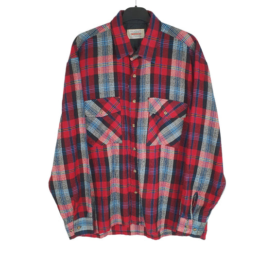 Midwest Long Sleeve Regular Fit Check Flannel Shirt Shacket Red