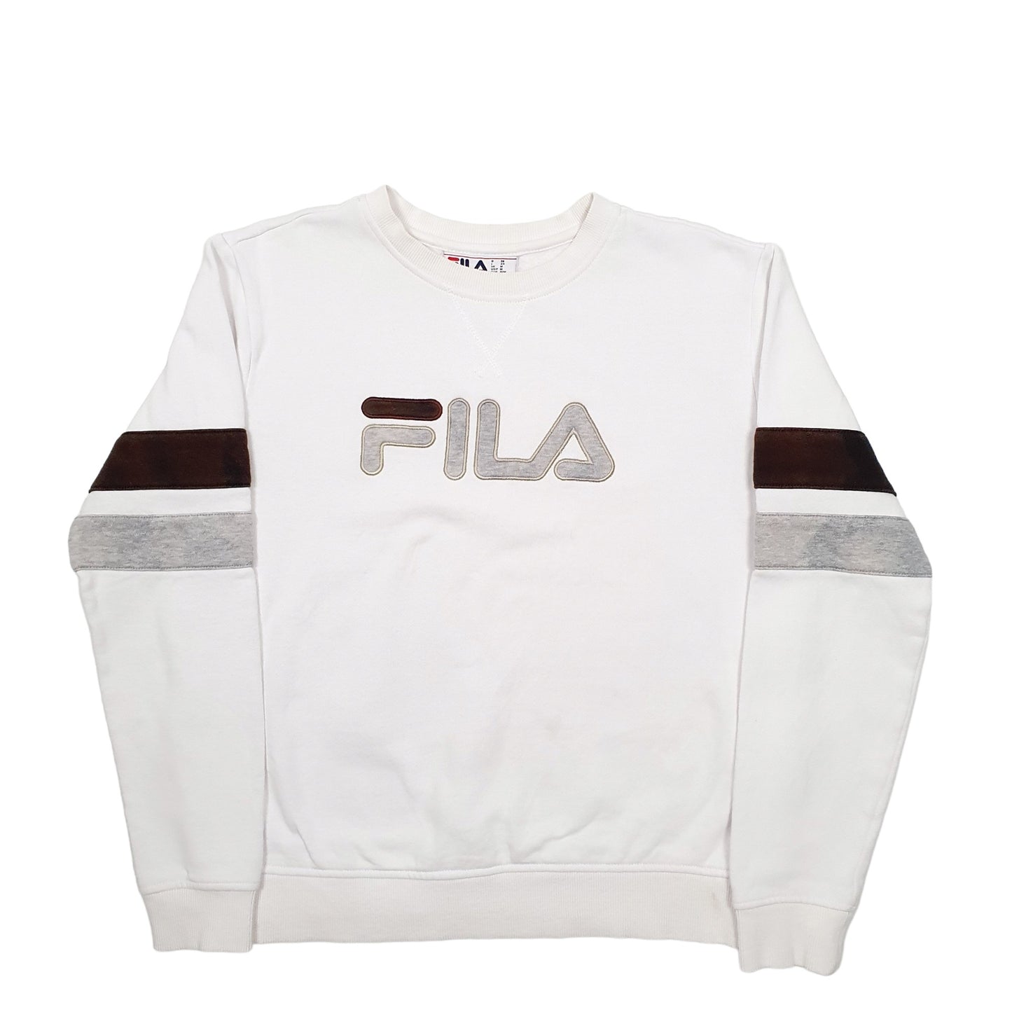 Womens White Fila Spellout Crewneck Jumper