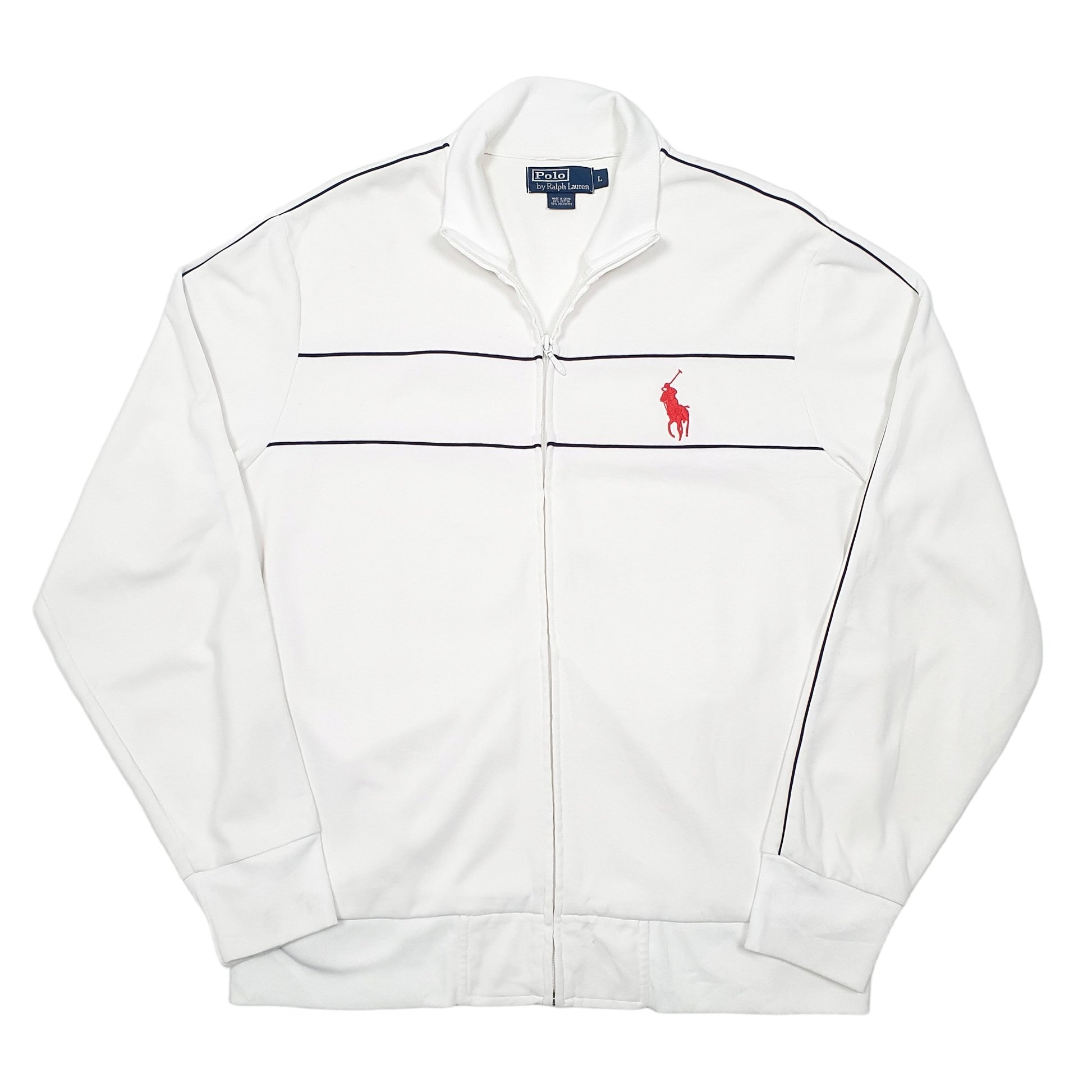 Mens White Polo Ralph Lauren Active Track Workout Full Zip Jumper