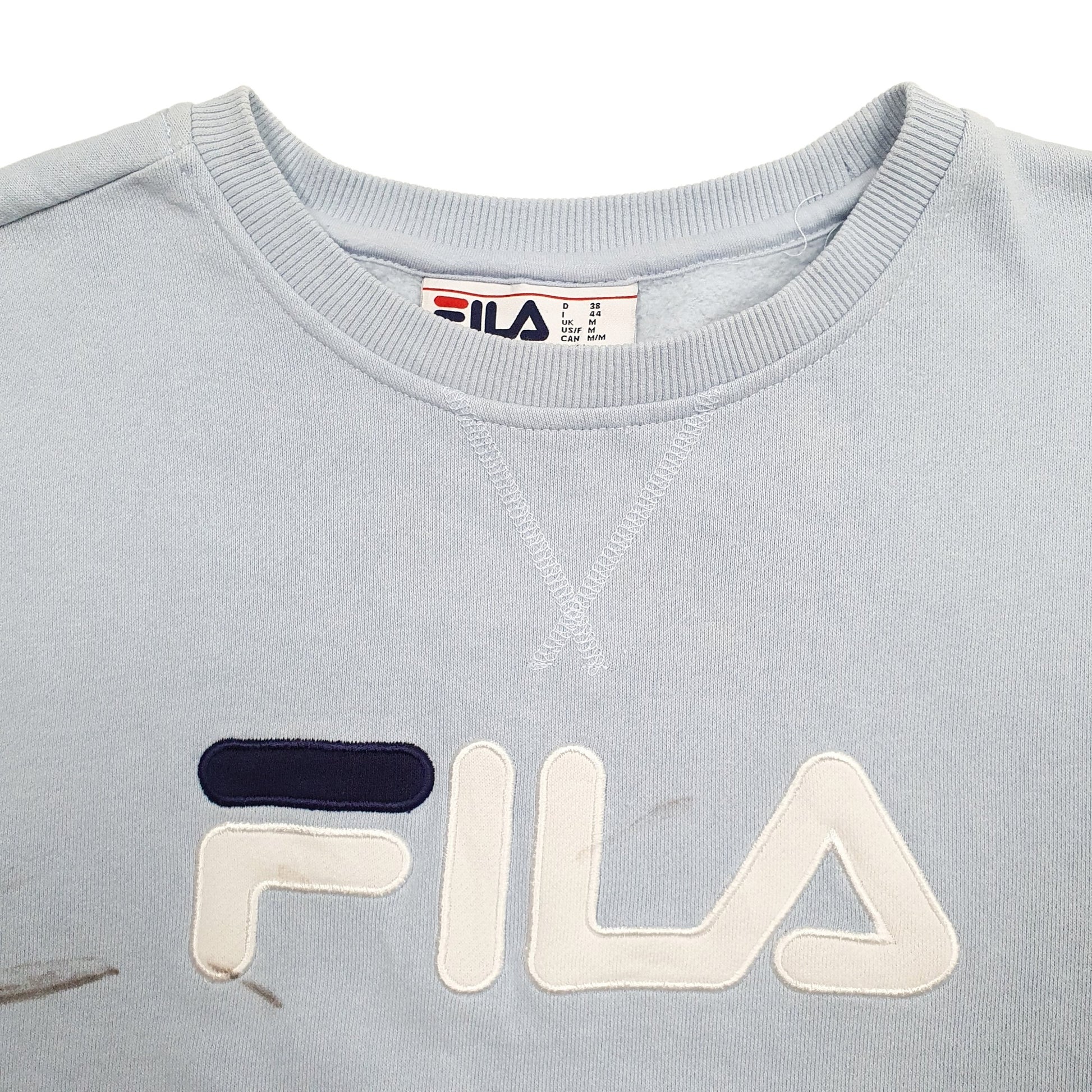 Womens Blue Fila Spellout Crewneck Jumper