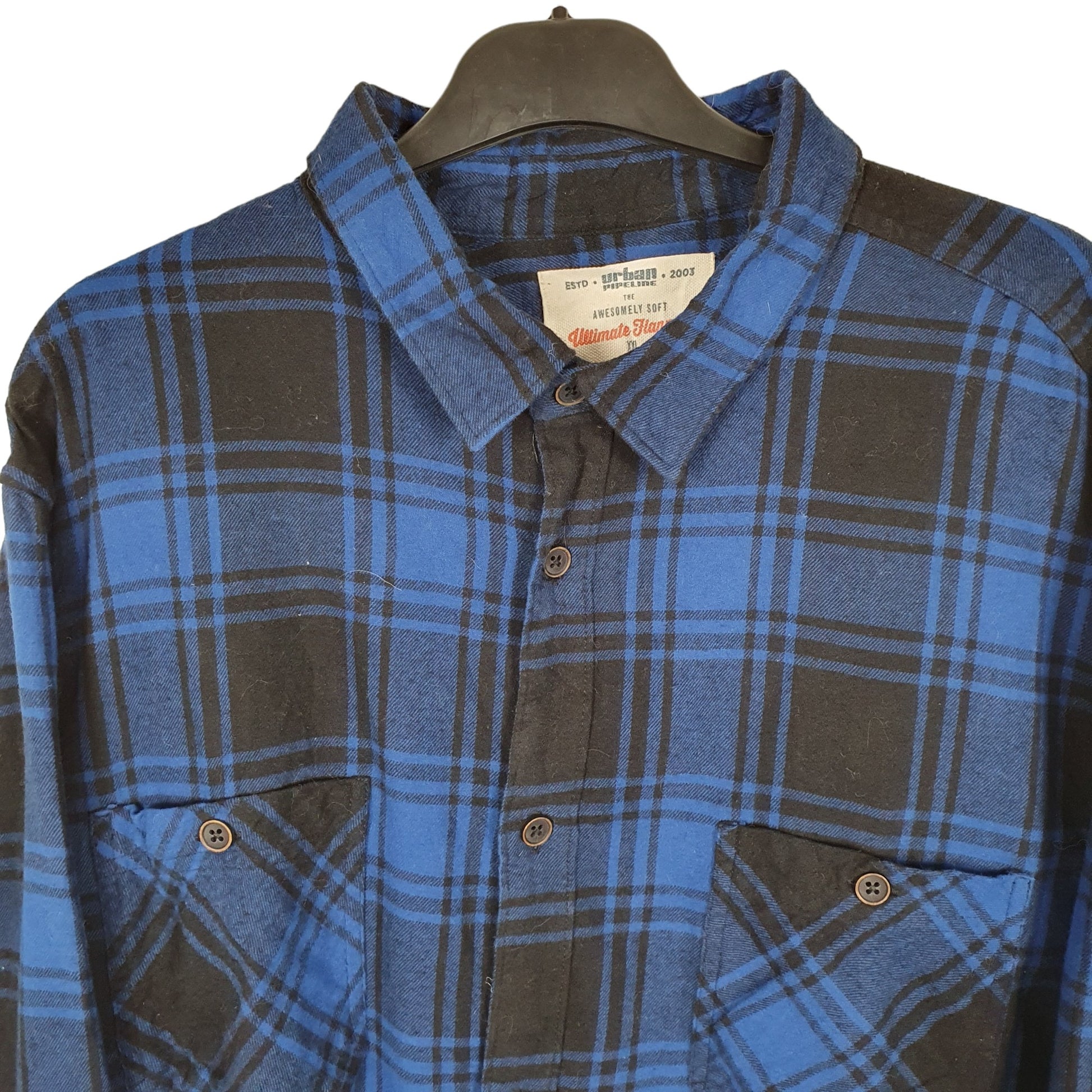 Urban Pipeline Flannel Shacket Long Sleeve Regular Fit Check Shirt Blue