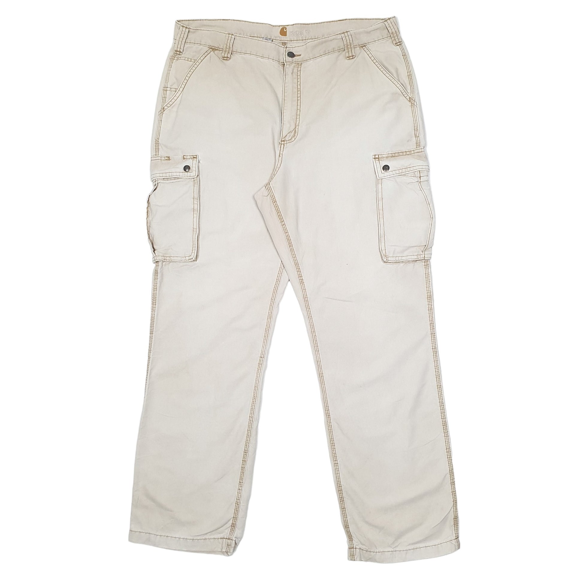 Mens Cream Carhartt  Cargo Trousers