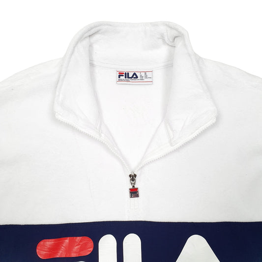 Mens White Fila  Quarter Zip Jumper
