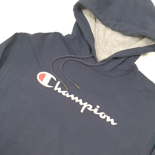 Champion Spellout Hoodie L Navy