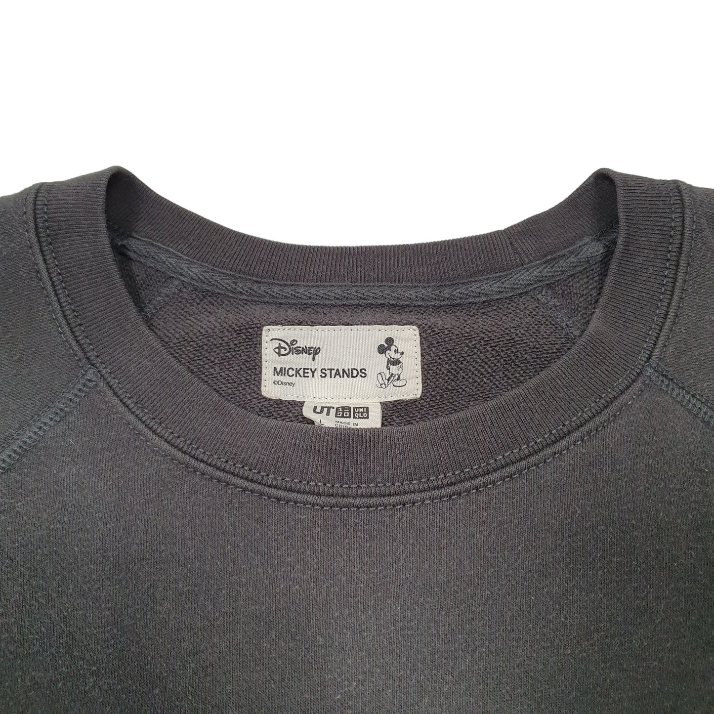 Mens Grey Disney Uniqlo Mickey Mouse Stands Crewneck Jumper