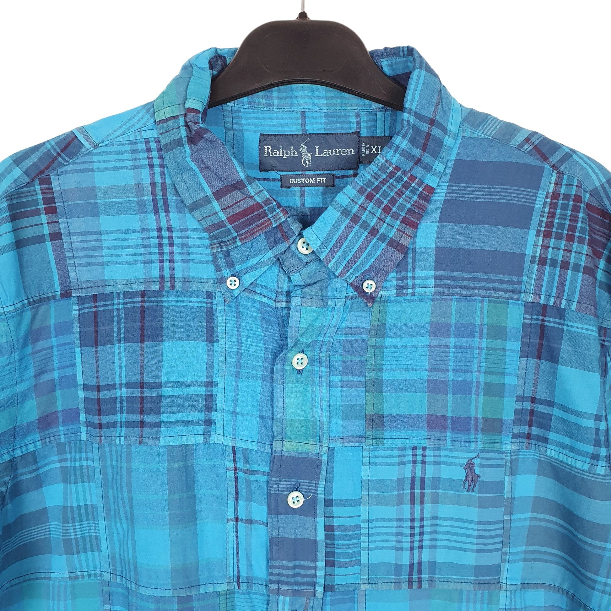 Ralph Lauren Short Sleeve Custom Fit Check Shirt Blue