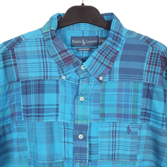 Ralph Lauren Short Sleeve Custom Fit Check Shirt Blue