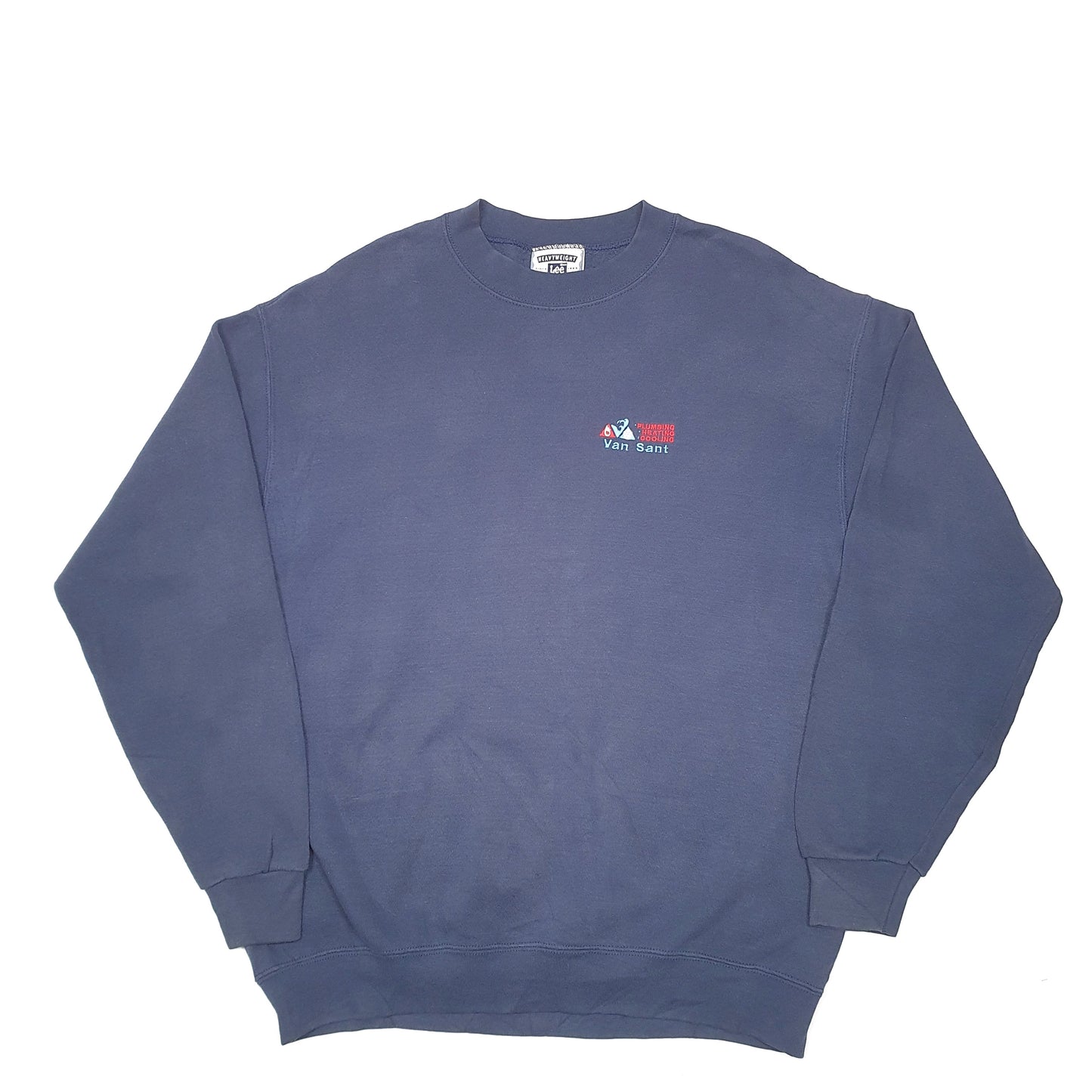 Mens Navy Lee Heavyweight Made In USA Plumbing Crewneck Jumper