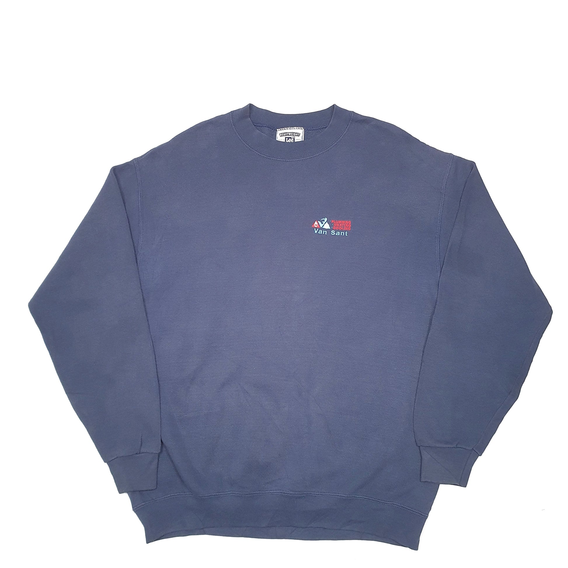 Mens Navy Lee Heavyweight Made In USA Plumbing Crewneck Jumper