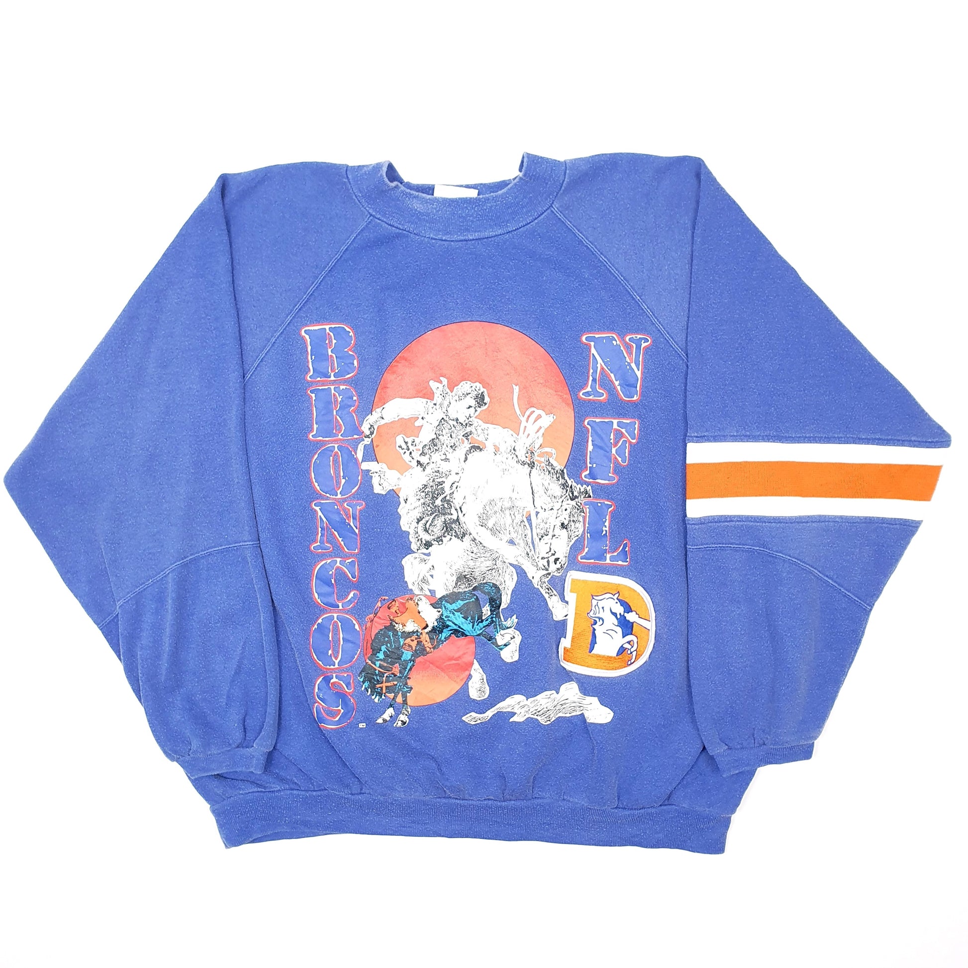 Mens Blue NFL Vintage 1990s Denver Broncos Football Crewneck Jumper