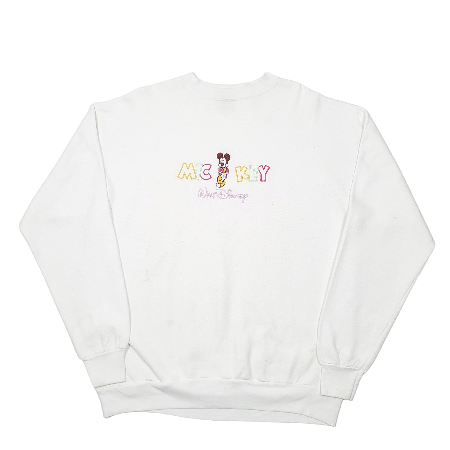 Mens White Disney Mickey Mouse Crewneck Jumper