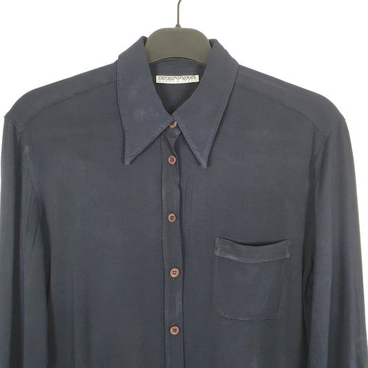 Armani Long Sleeve Regular Fit Shirt Navy