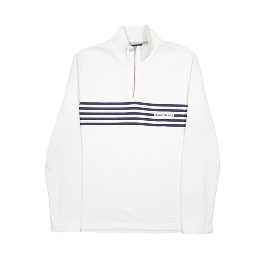 Calvin Klein Spellout Quarter Zip L White