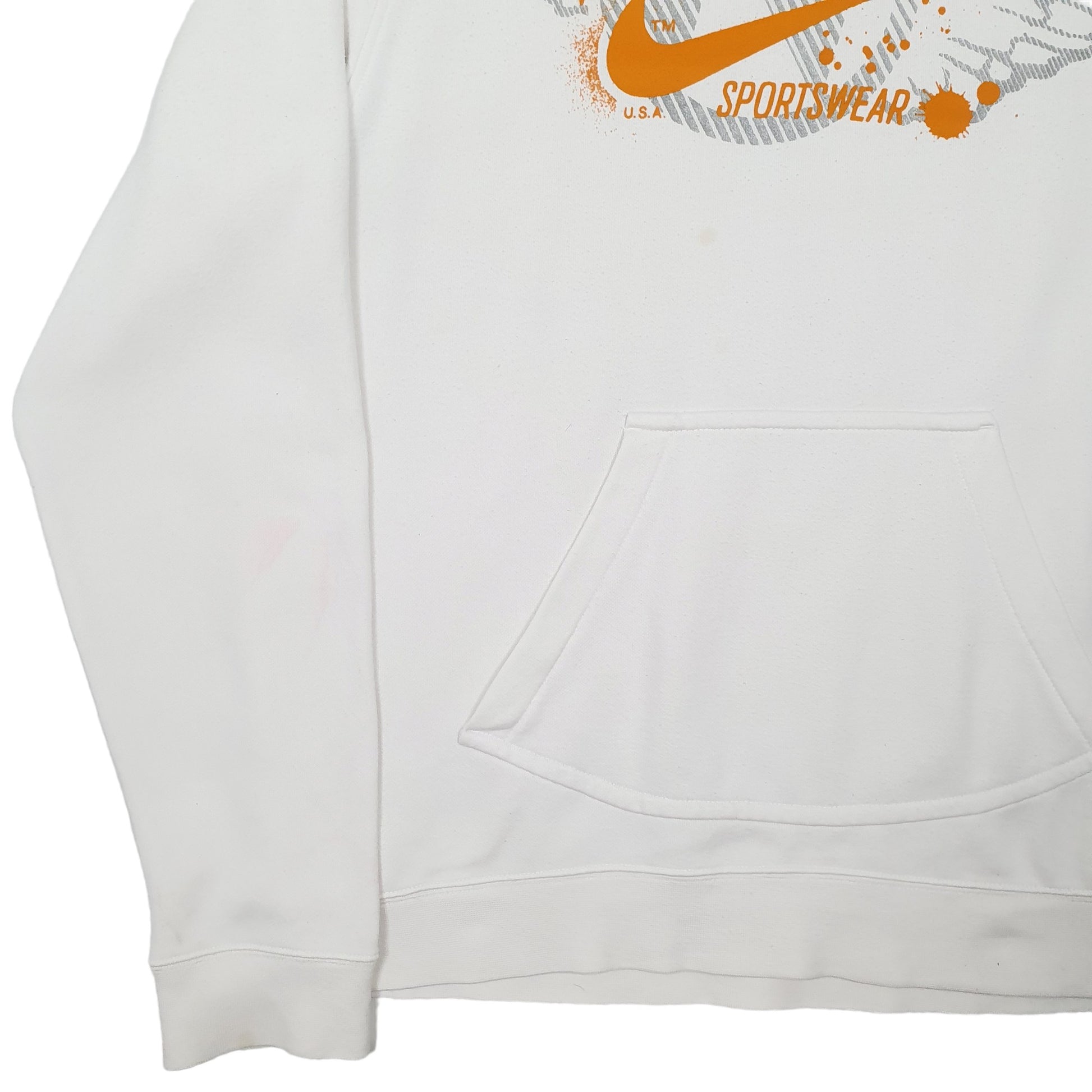 Mens White Nike Vintage 2000s Spellout Hoodie Jumper