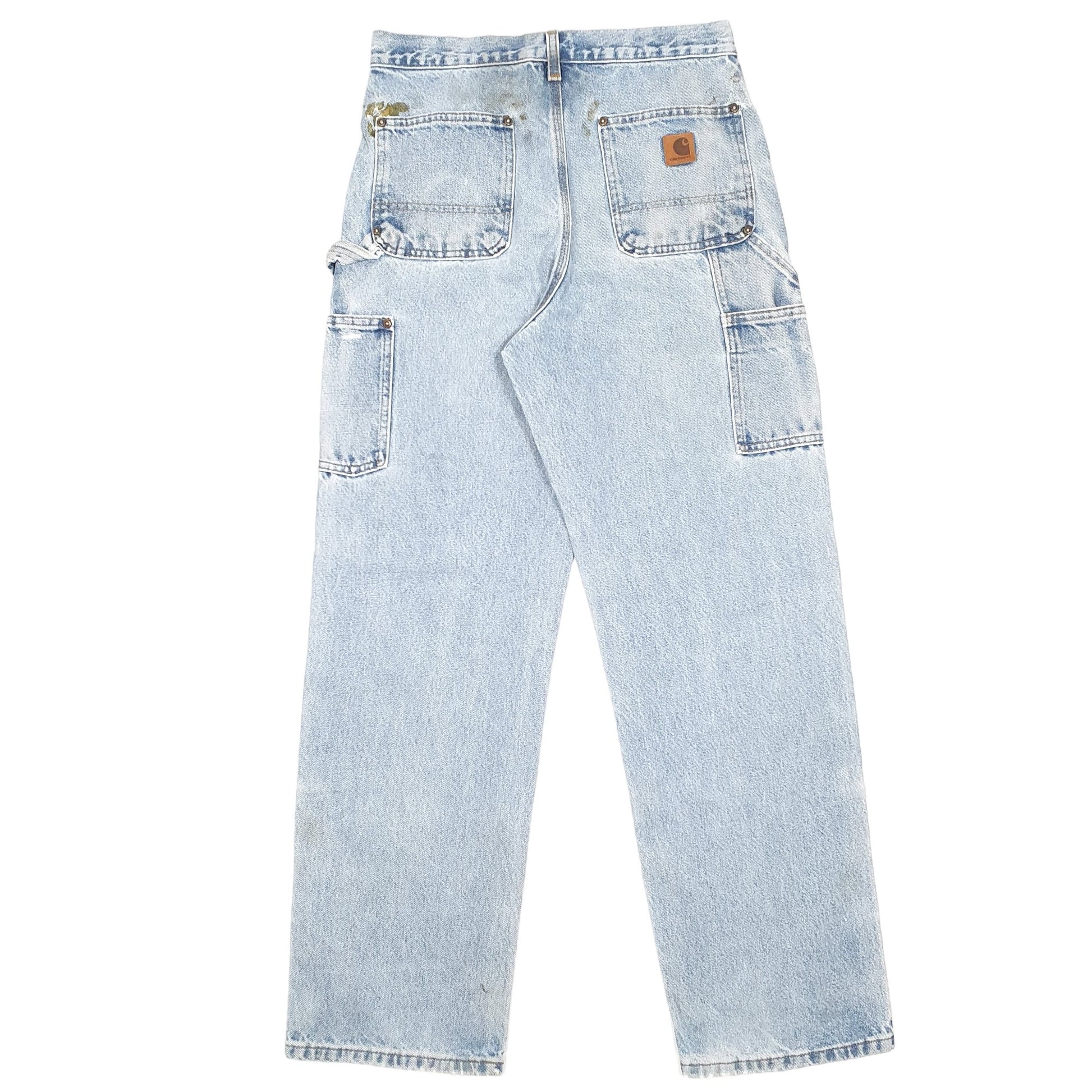 Mens Blue Carhartt Double Knee Riveted Carpenter JeansW30 L32