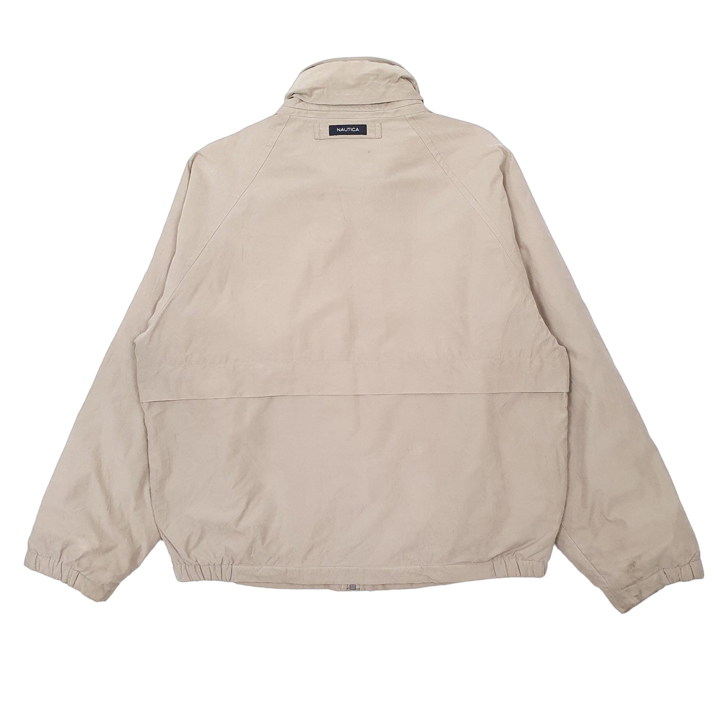 Mens Beige Nautica Fleece Lined Windbreaker Bomber Jacket Coat
