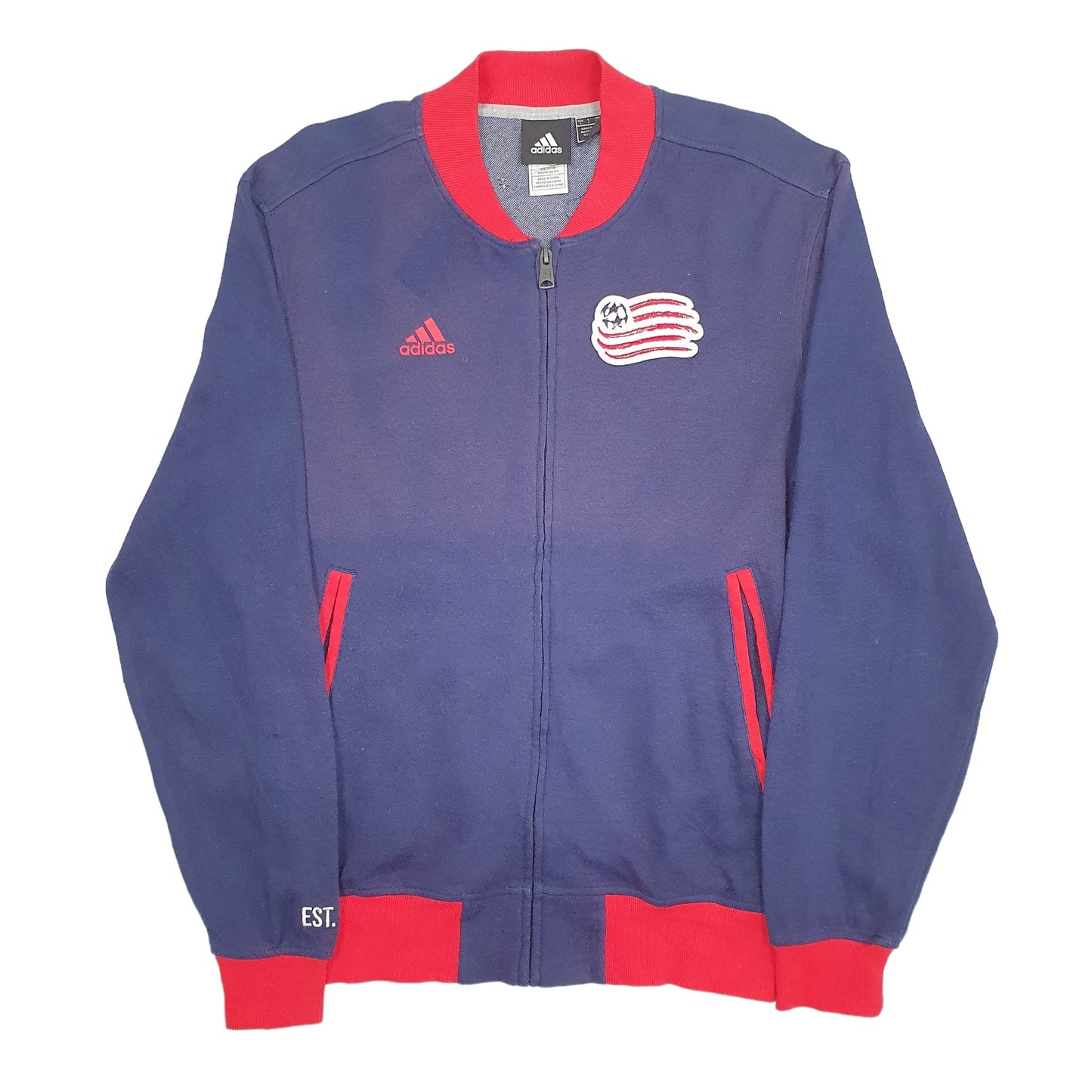 Mens Blue Adidas New England Revolution Soccer Full Zip Jumper