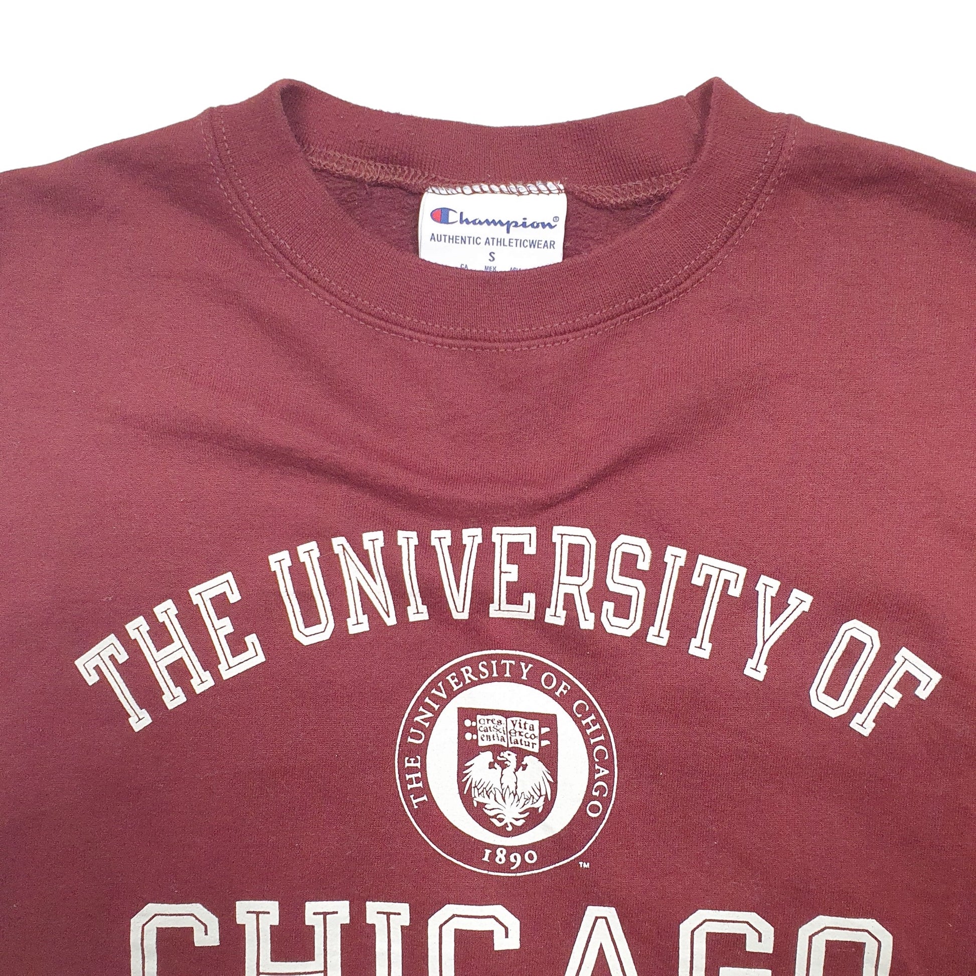 Mens Burgundy Champion University of Chicago USA College Crewneck Jumper