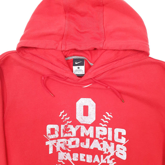 Mens Red Nike USA College Olympic Trojans Baseball Hoodie Jumper