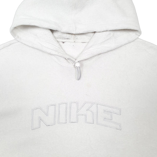 Mens White Nike Vintage 2000s Spellout Hoodie Jumper