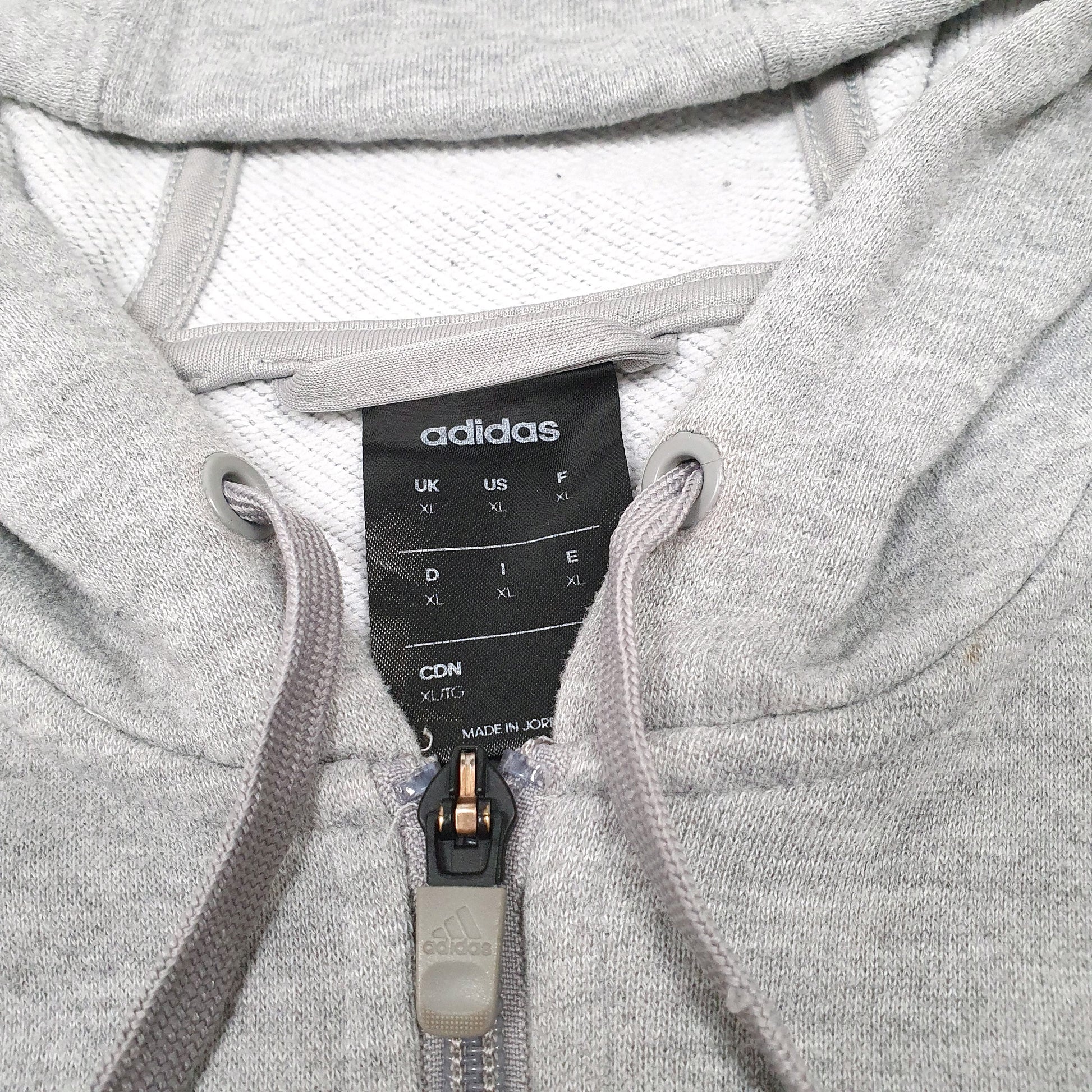 Mens Grey Adidas Hoodie Full Zip Jumper