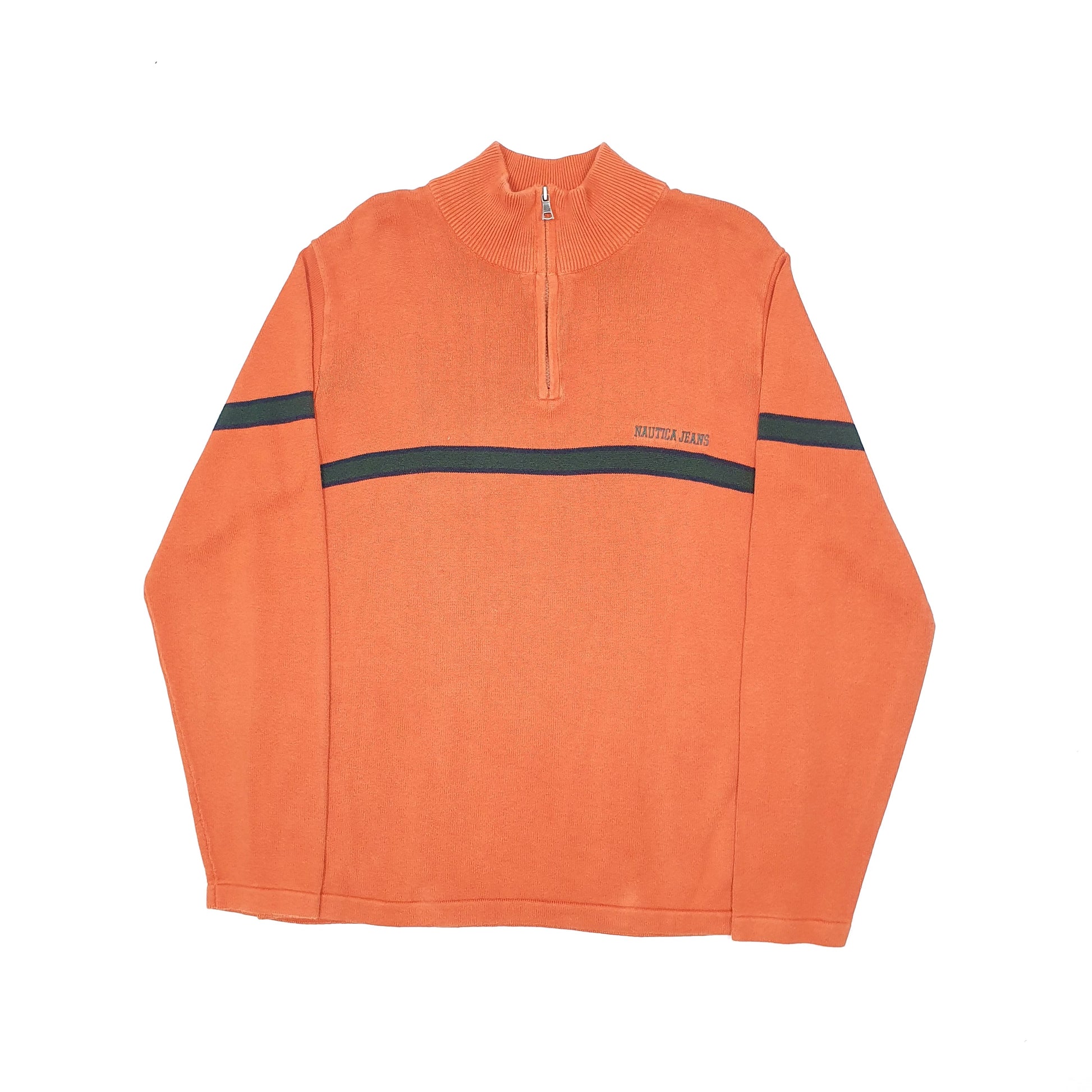 Nautica Jeans Spellout Quarter Zip L Orange