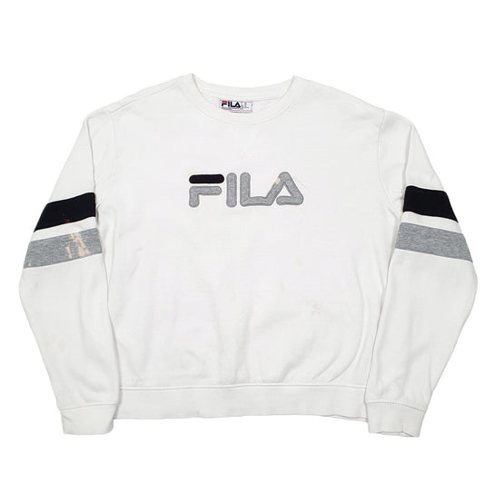 Womens White Fila Crewneck Jumper
