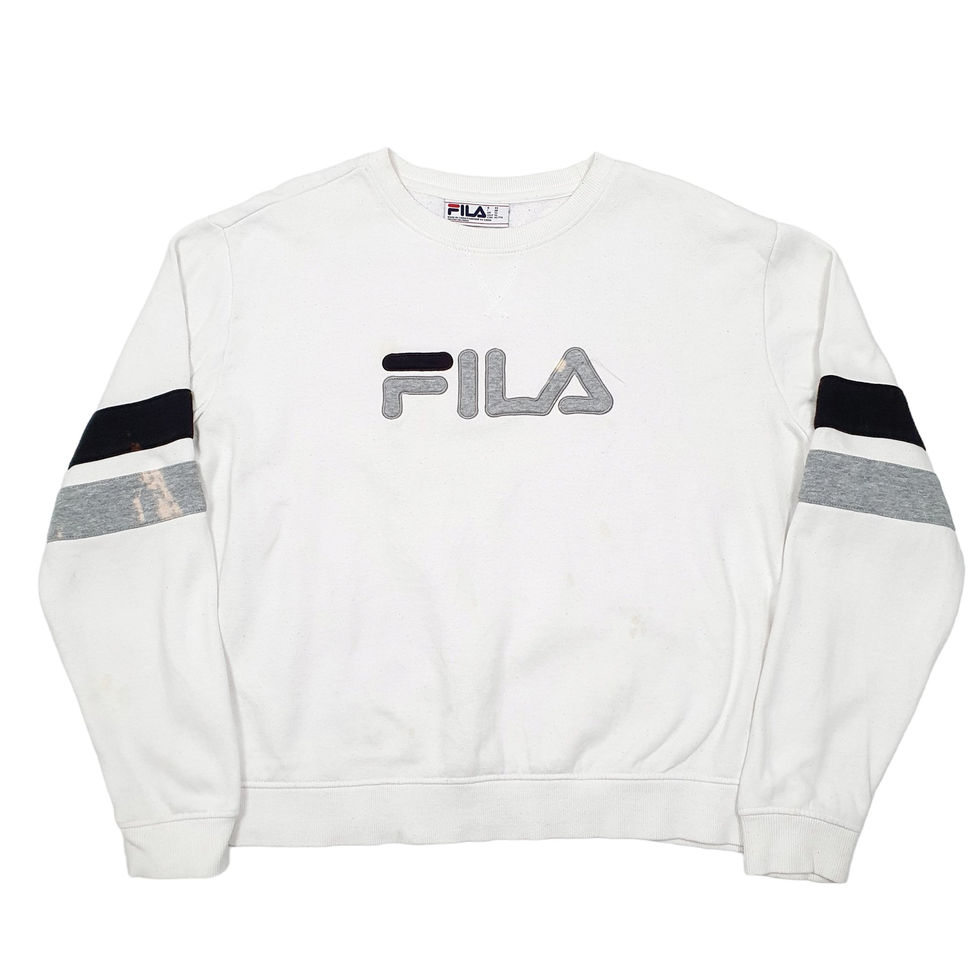 Womens White Fila  Crewneck Jumper
